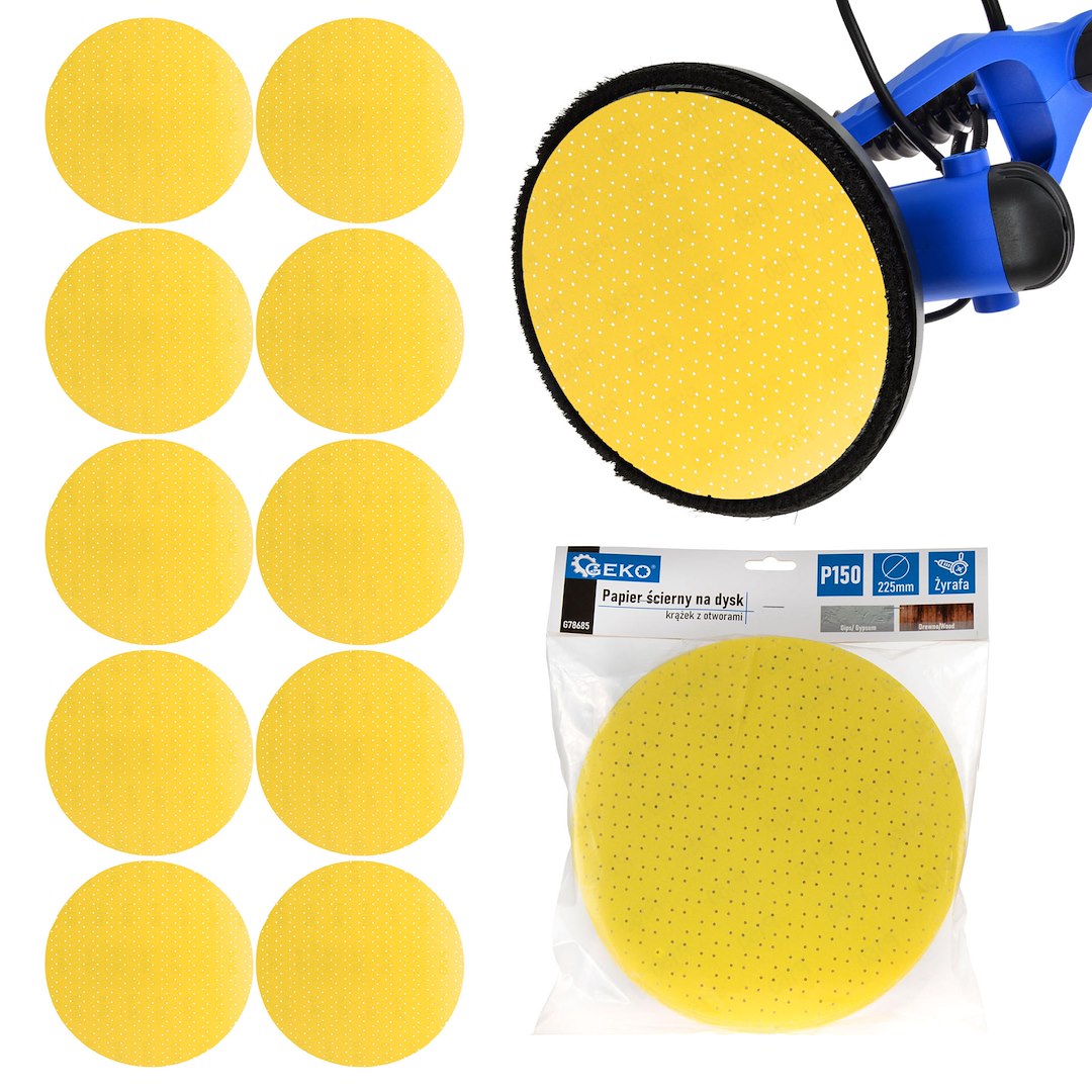 Brusný papír na disk kotouč s otvory 225 mm P150 žirafa – pohled zepředu