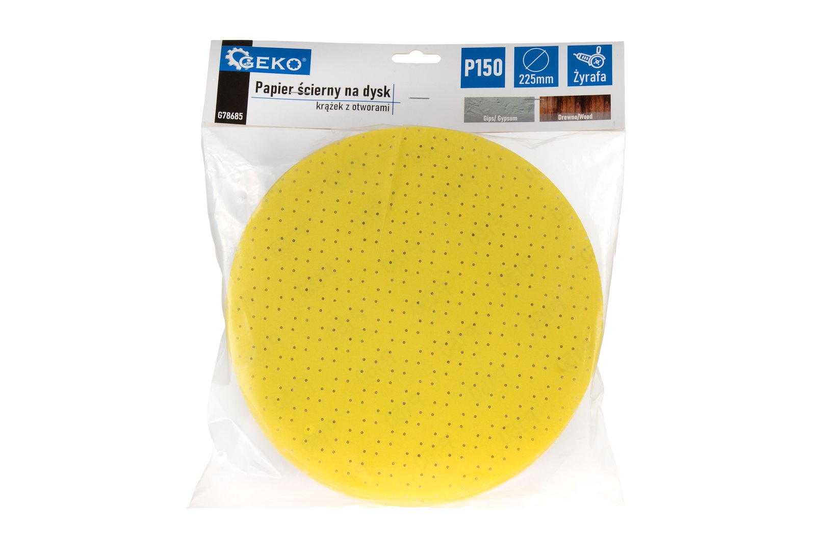 Brusný papír na disk kotouč s otvory 225 mm P150 žirafa – pohled na zadní stranu