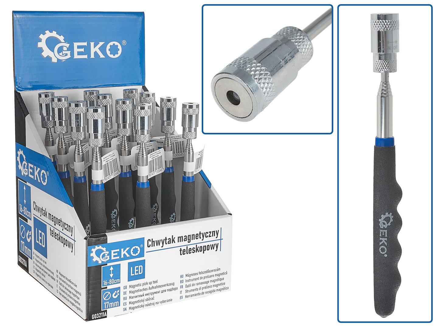 Teleskopický magnetický držák Geko 80 cm – celkový pohled