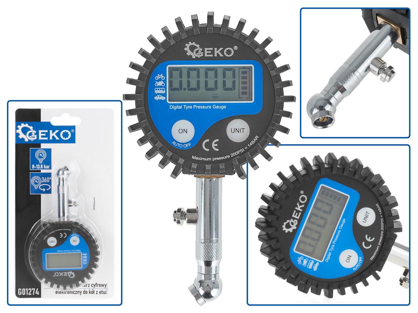 Digitální tlakoměr Geko G01274 – celkový pohled