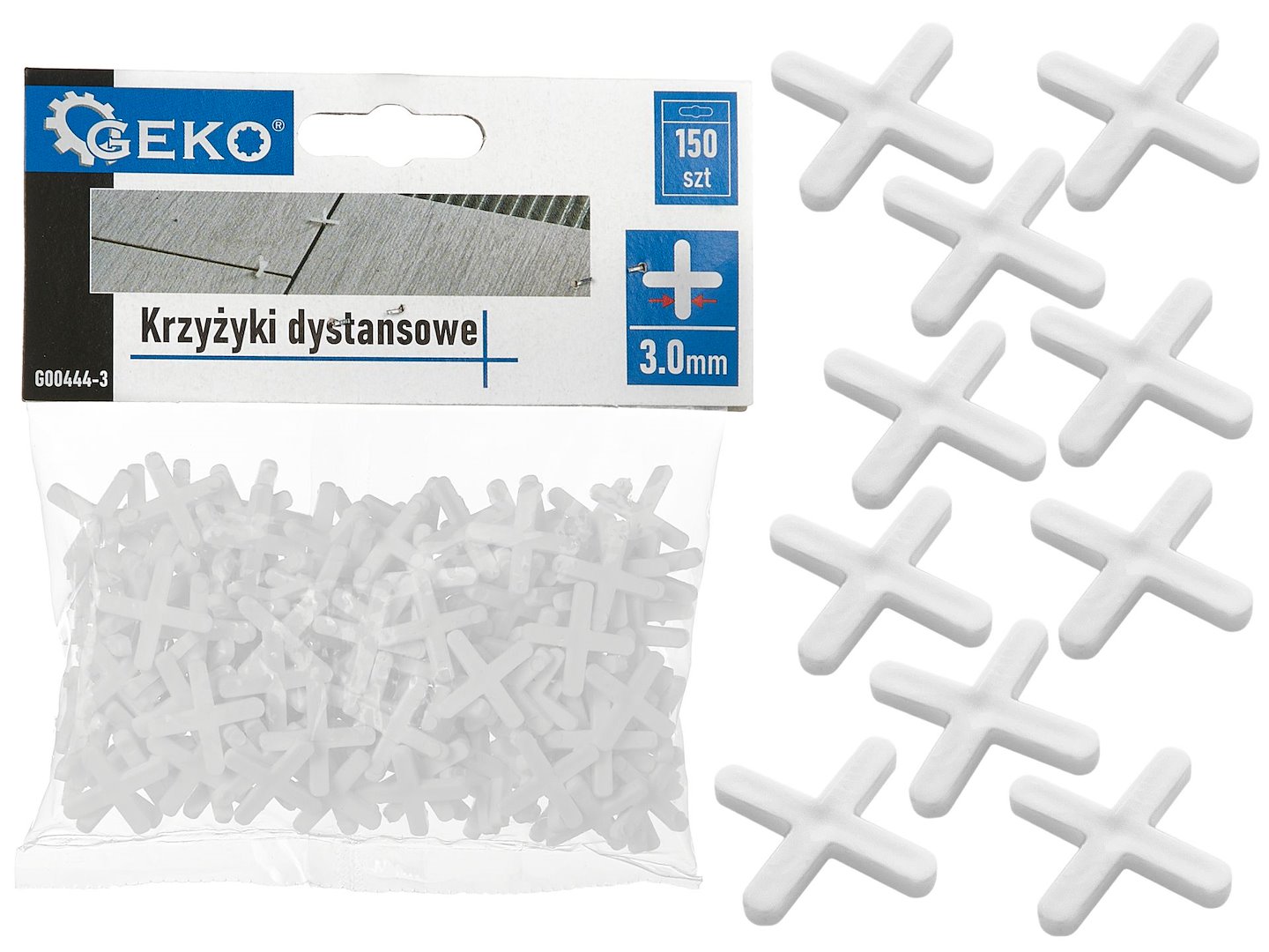 Distanzní křížky 3,0 mm Geko – pohled na balení 150 ks