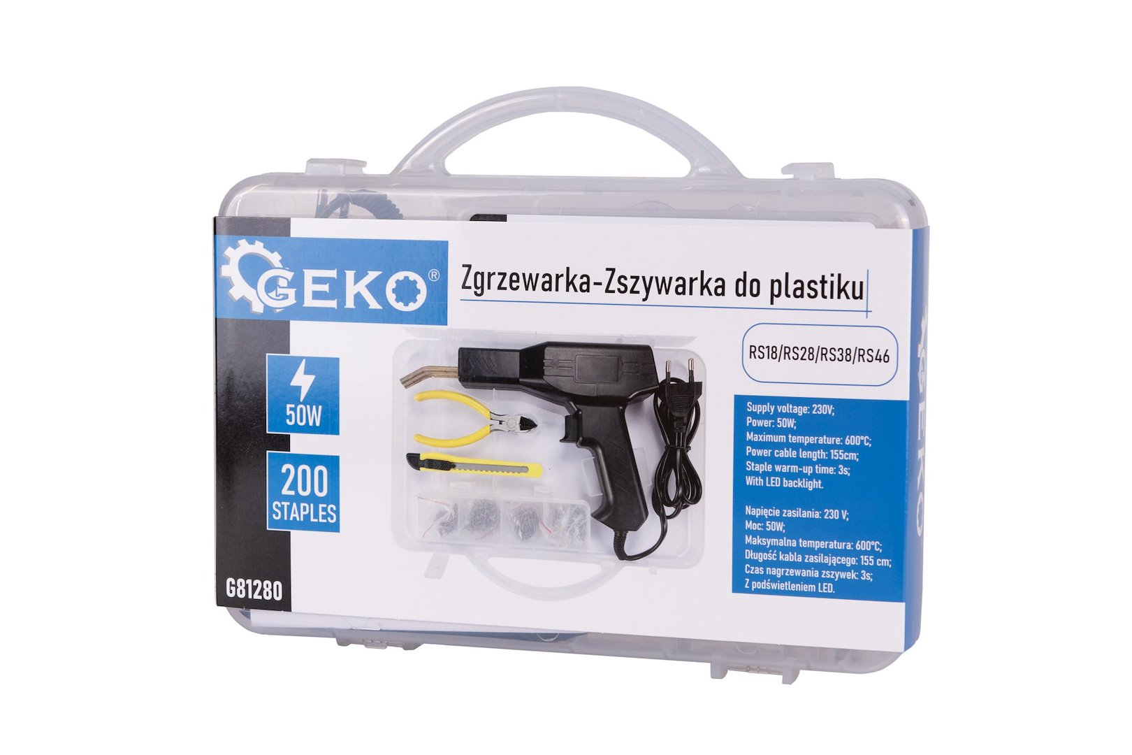 Svařovací a sešívací stroj na plast Geko G81280 – celkový pohled
