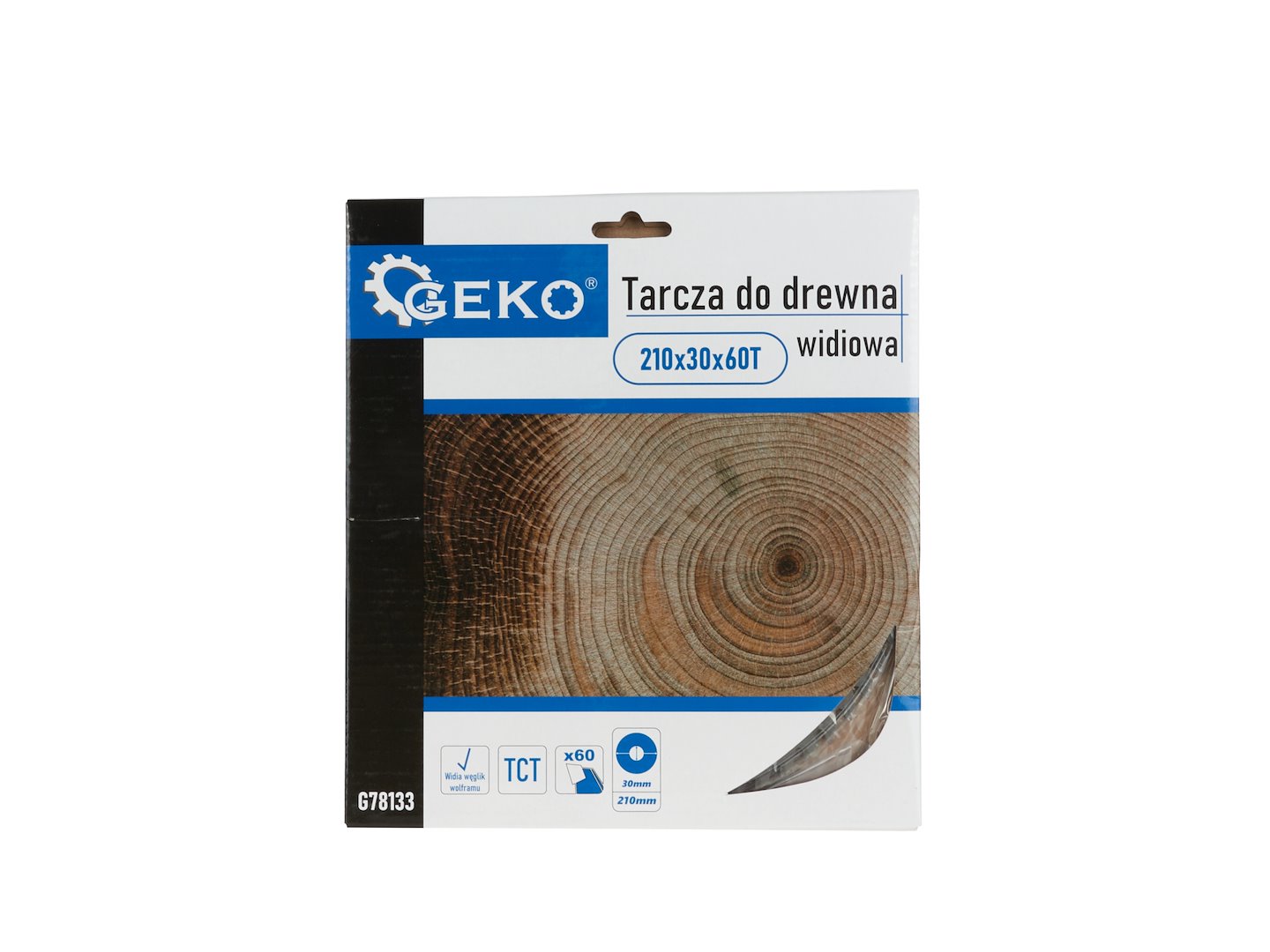Kotouč na dřevo Geko 210x30x60T – detail středového otvoru 30 mm