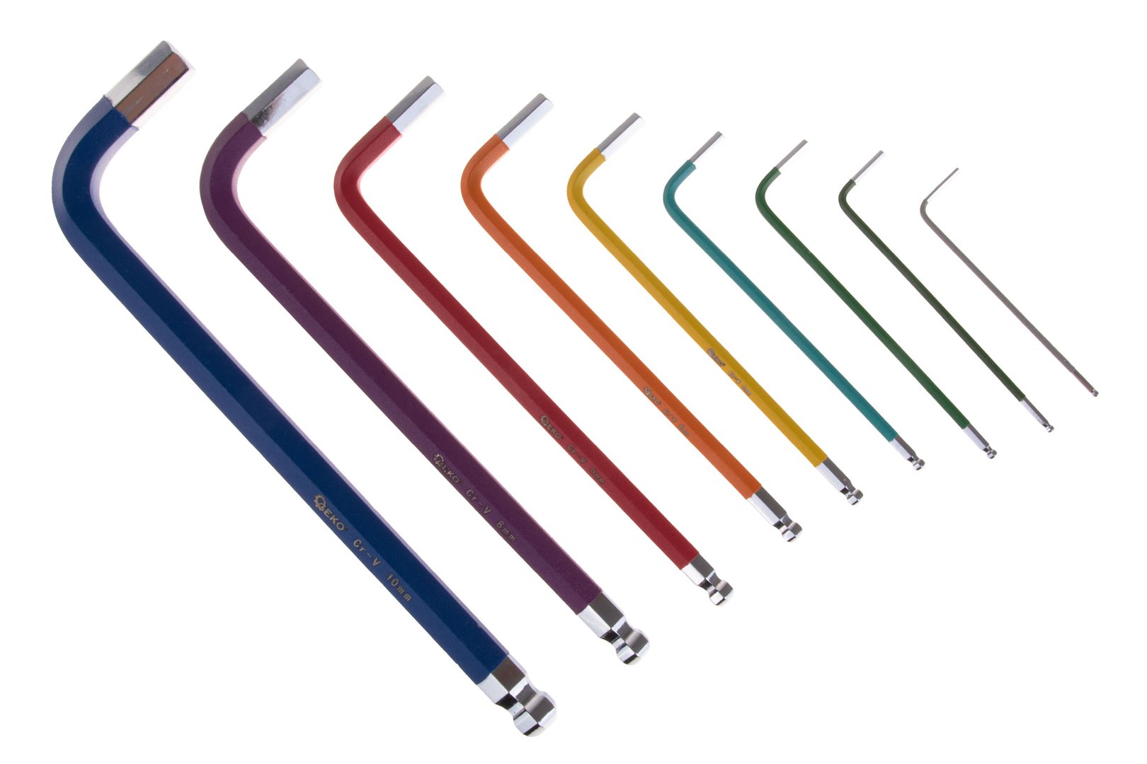 Barevné imbusové klíče 1,5–10 mm, 9 ks, CrV (6/48) 7