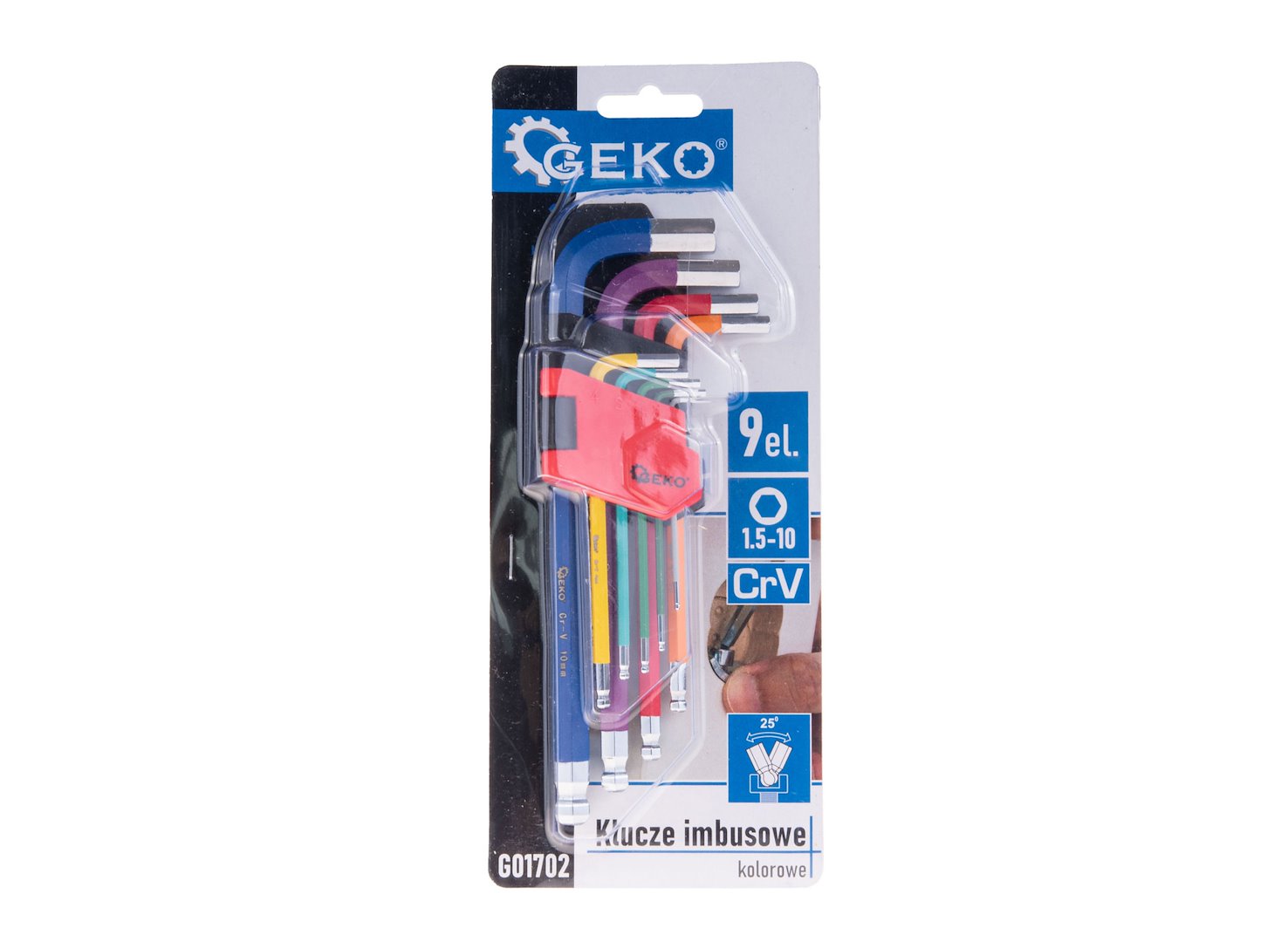 Barevné imbusové klíče 1,5–10 mm, 9 ks, CrV (6/48) 2