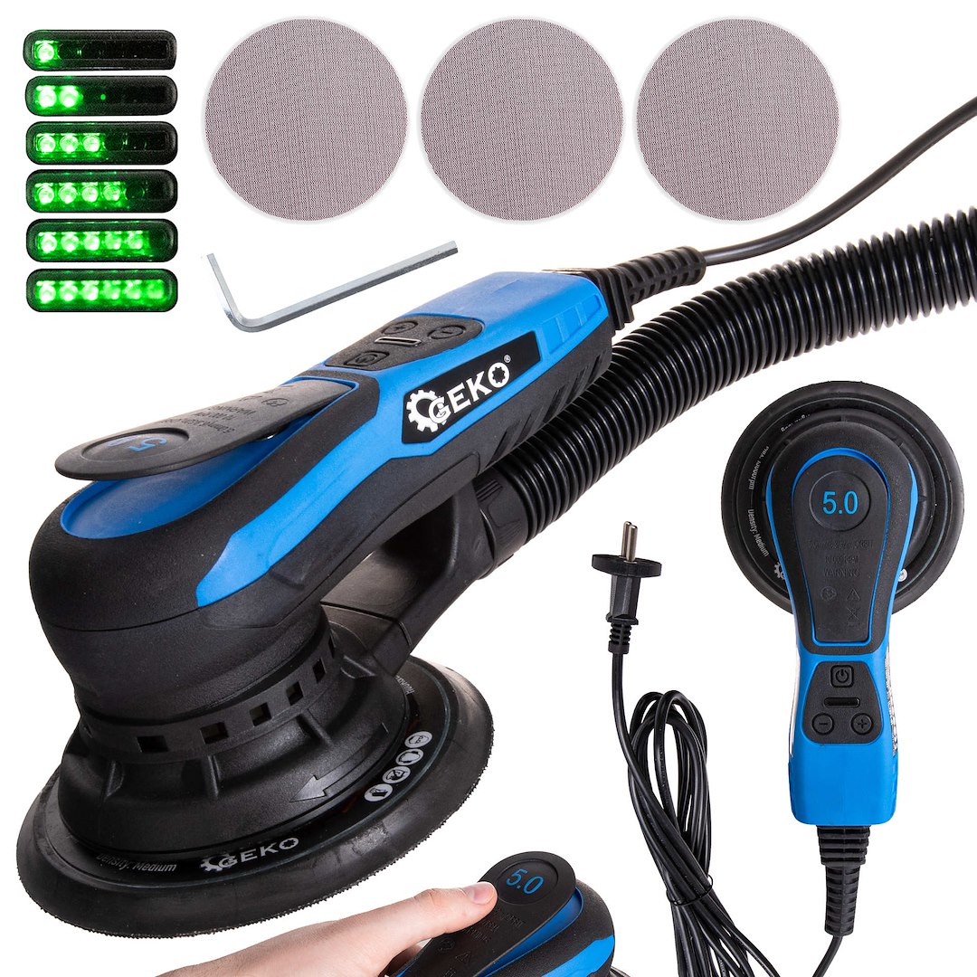 Bezkartáčová excentrická bruska Geko 150 mm – celkový pohled