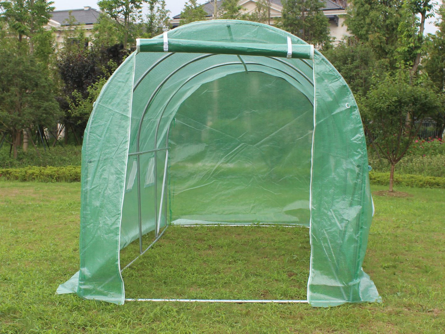 Skleník zahradní foliový tunel 4x2,5x2m UV – detail vstupu