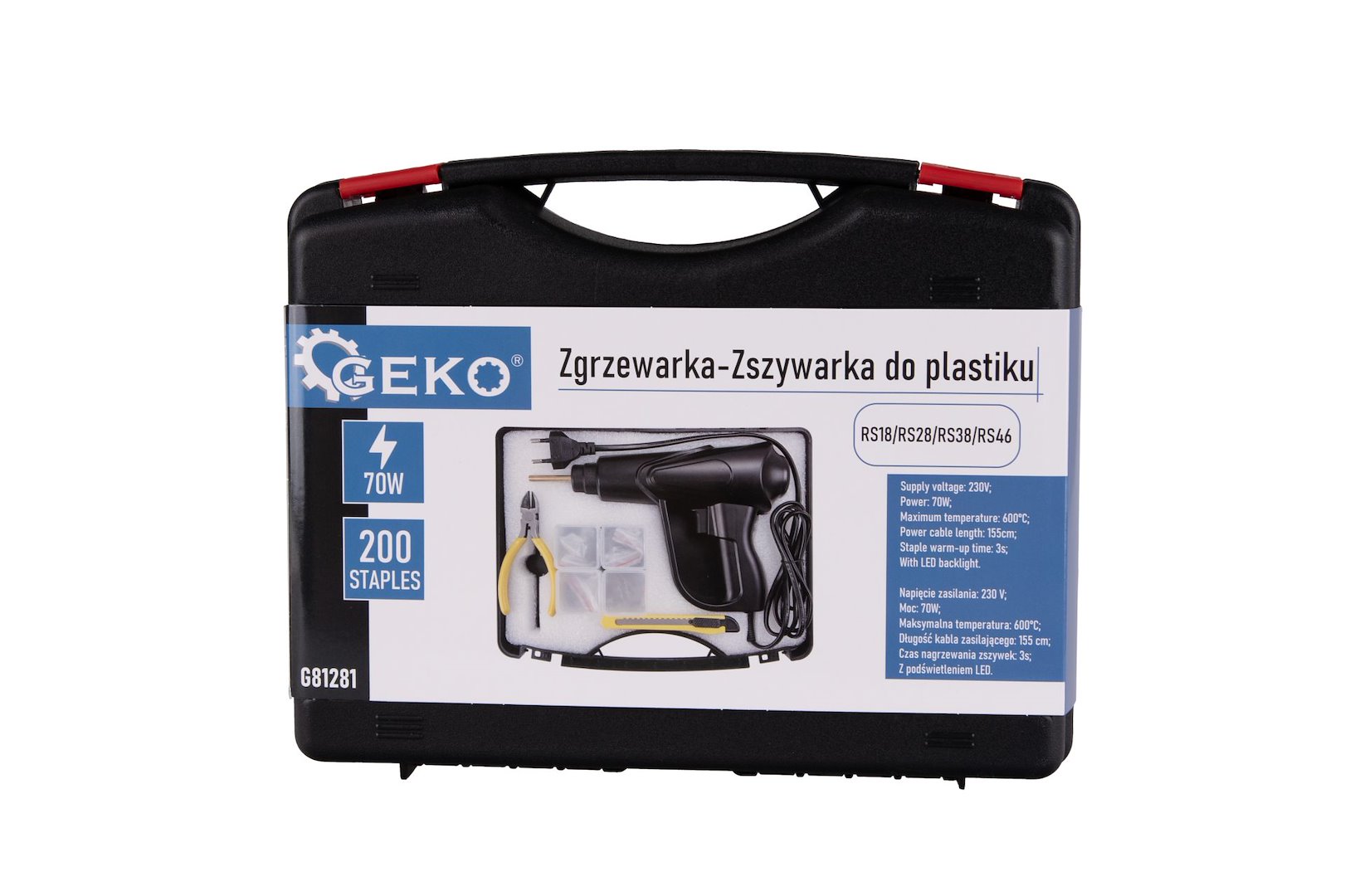 Svařovací a sešívací stroj na plasty Geko 70 W – celkový pohled