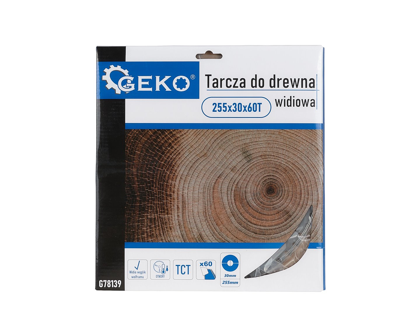 Kotouč na dřevo 255×30×60T Geko – detail otvoru a adaptérových drážek