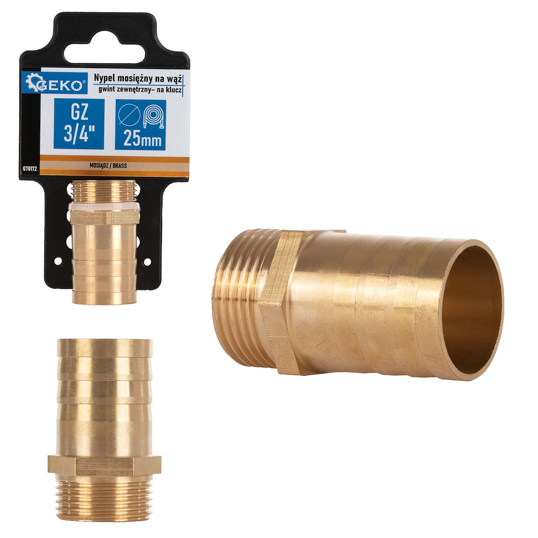 Mosazný niple na hadici 25 mm – vnější závit 3/4" – na klíč (250) 1