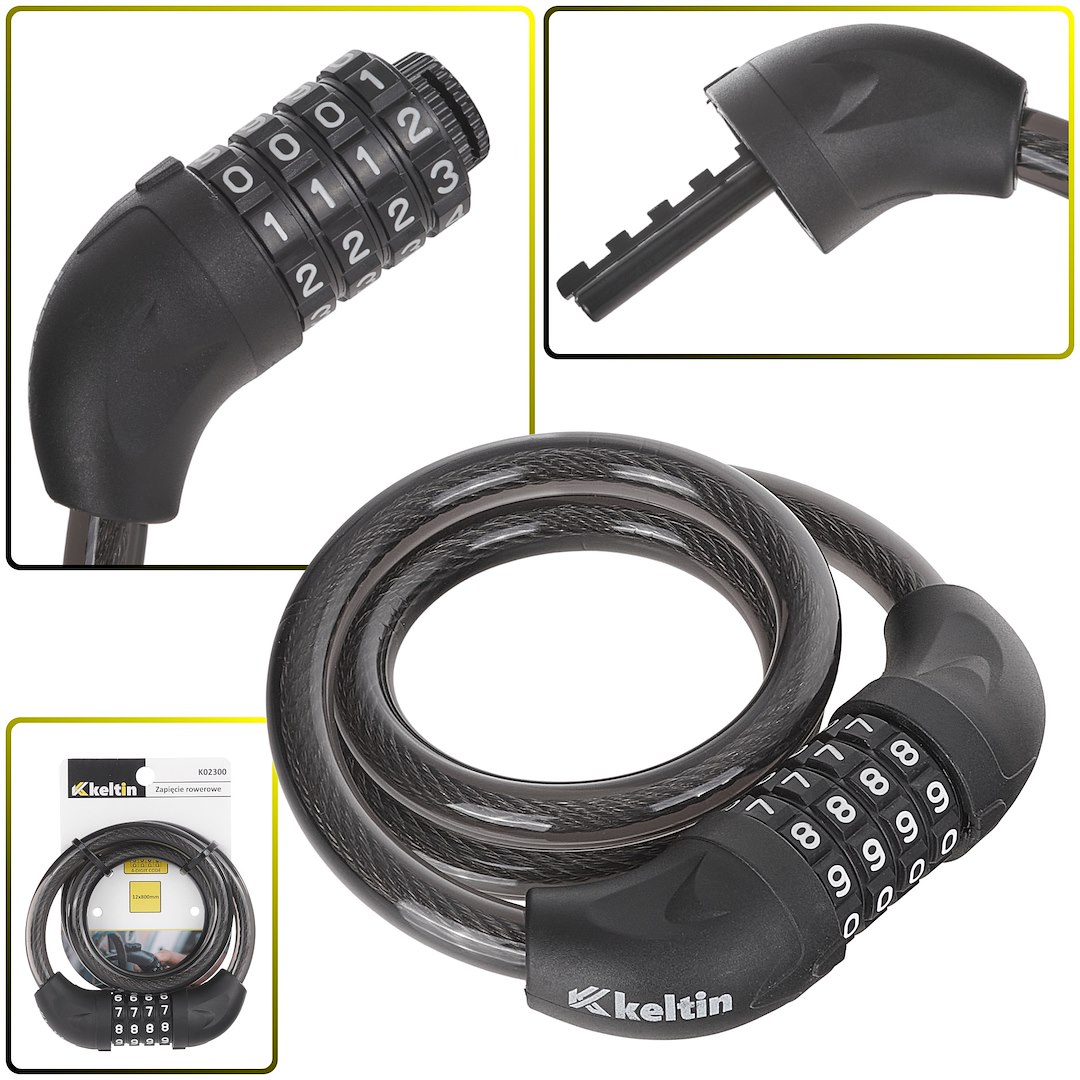 Cyklistický zámek Geko 12x800mm – celkový pohled na produkt