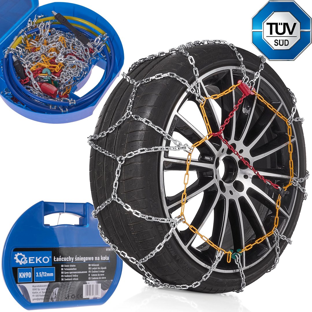 Sněhové řetězy Geko KN90 3,5/12 mm – celkový pohled na sadu