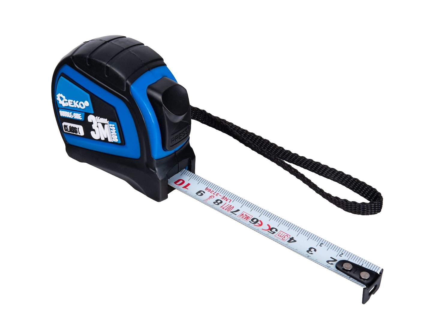 Dvoustranný nylonový svinovací metr s automatickou aretací 3 m/16 mm TŘÍDA I – kartonová krabička (12/120) 5