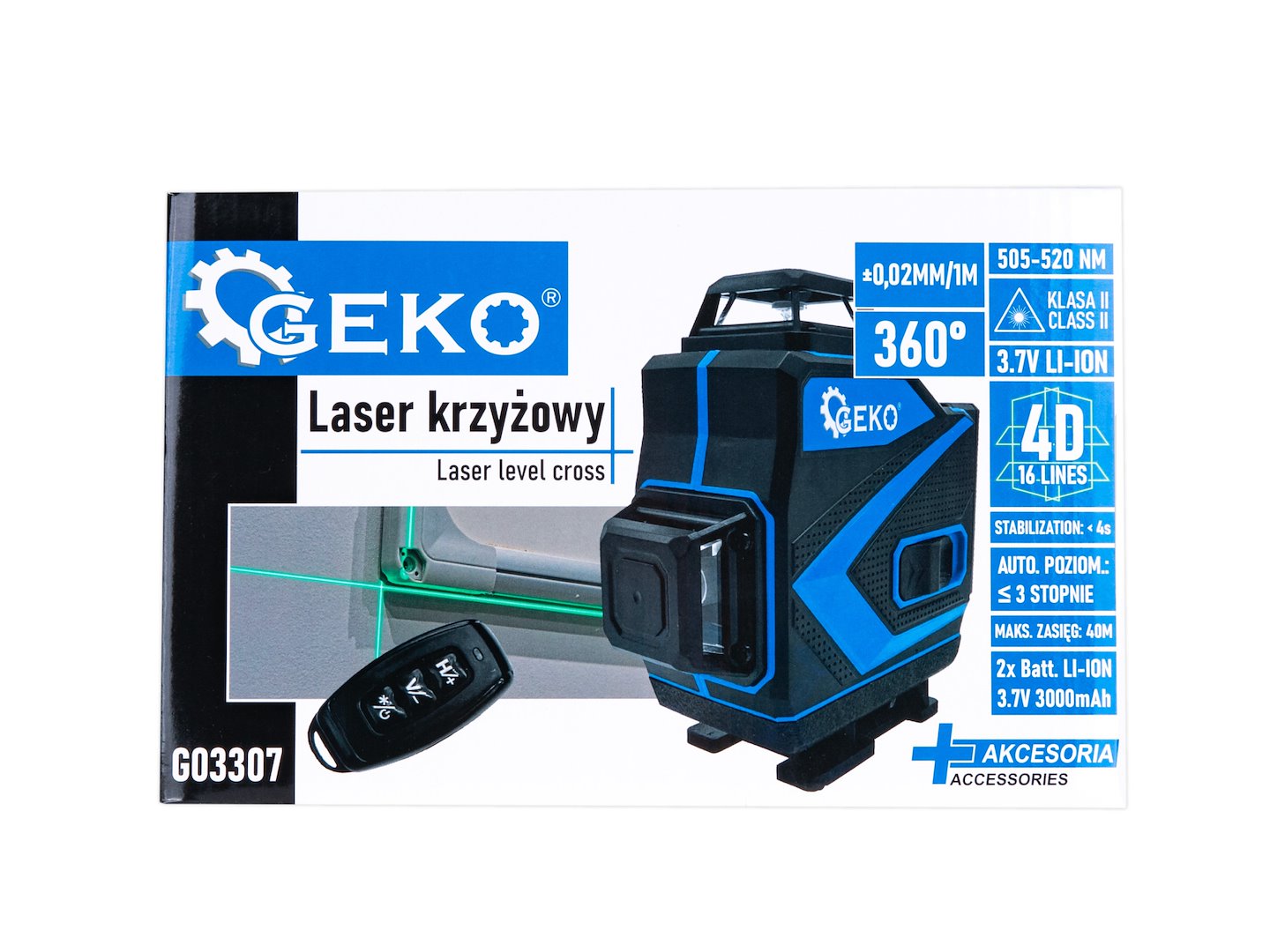 Křížový laser 360° 4D + 2xAKU + kufřík + příslušenství (4) 2