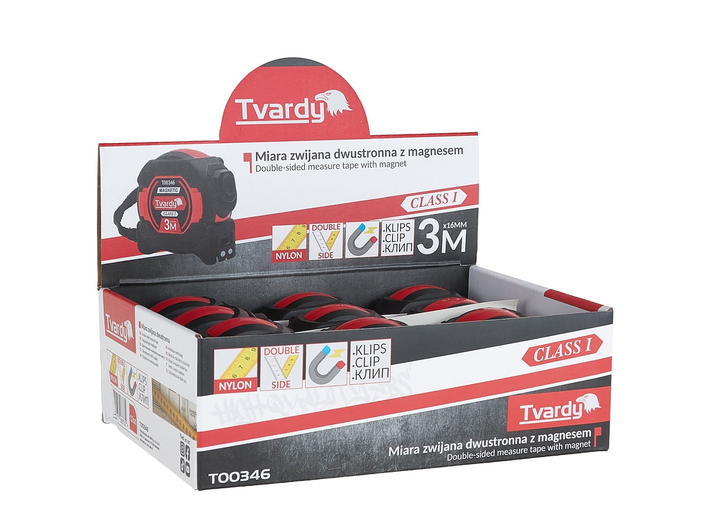 Dvoustranný svinovací metr Geko – magnet v koncovce