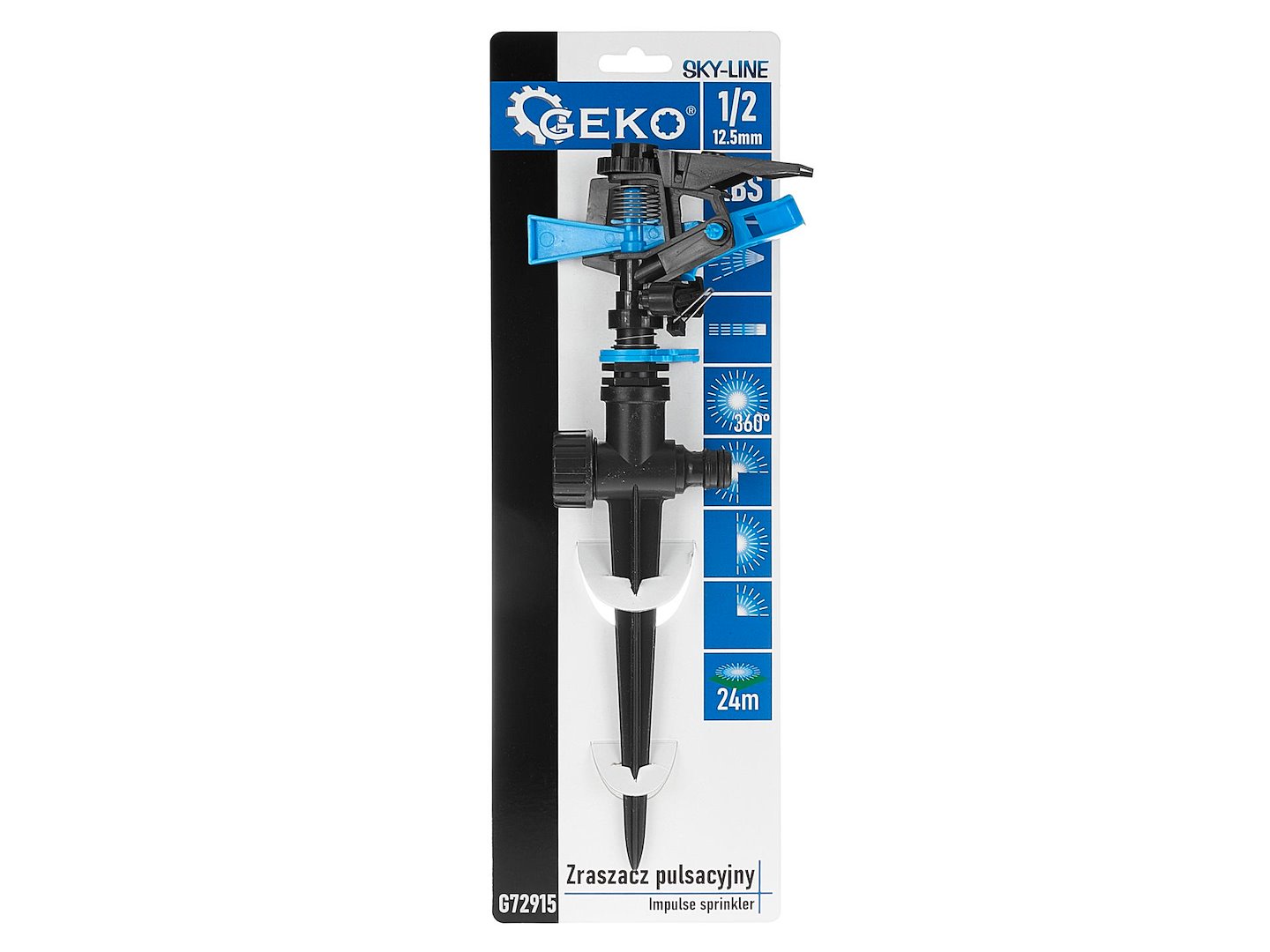Pulzní otočný regulovatelný zavlažovač SKY-LINE – Geko G72915 5