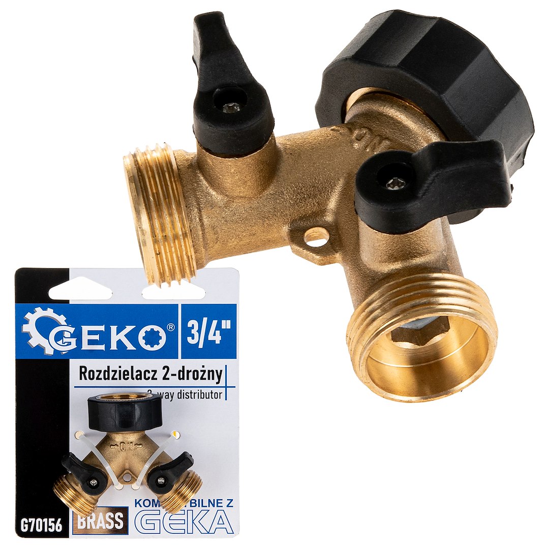 2cestný rozdělovač Geko GW3/4 x 2 GZ3/4 – celkový pohled na produkt
