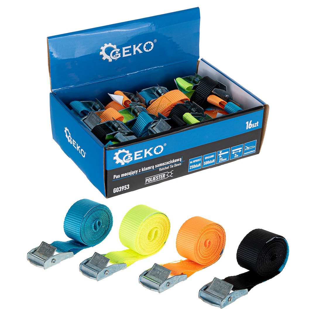 Upínací pás Geko 25 mm x 2 m 250 kg – celkový pohled