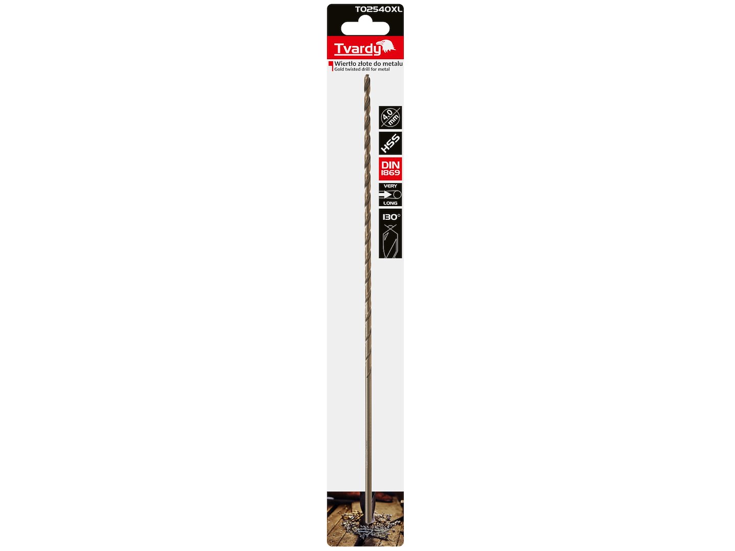 Zlaté vrtáky do kovu 4,0 × 280 mm HSS DIN1869 – balení 50/100/200 ks | Geko 4