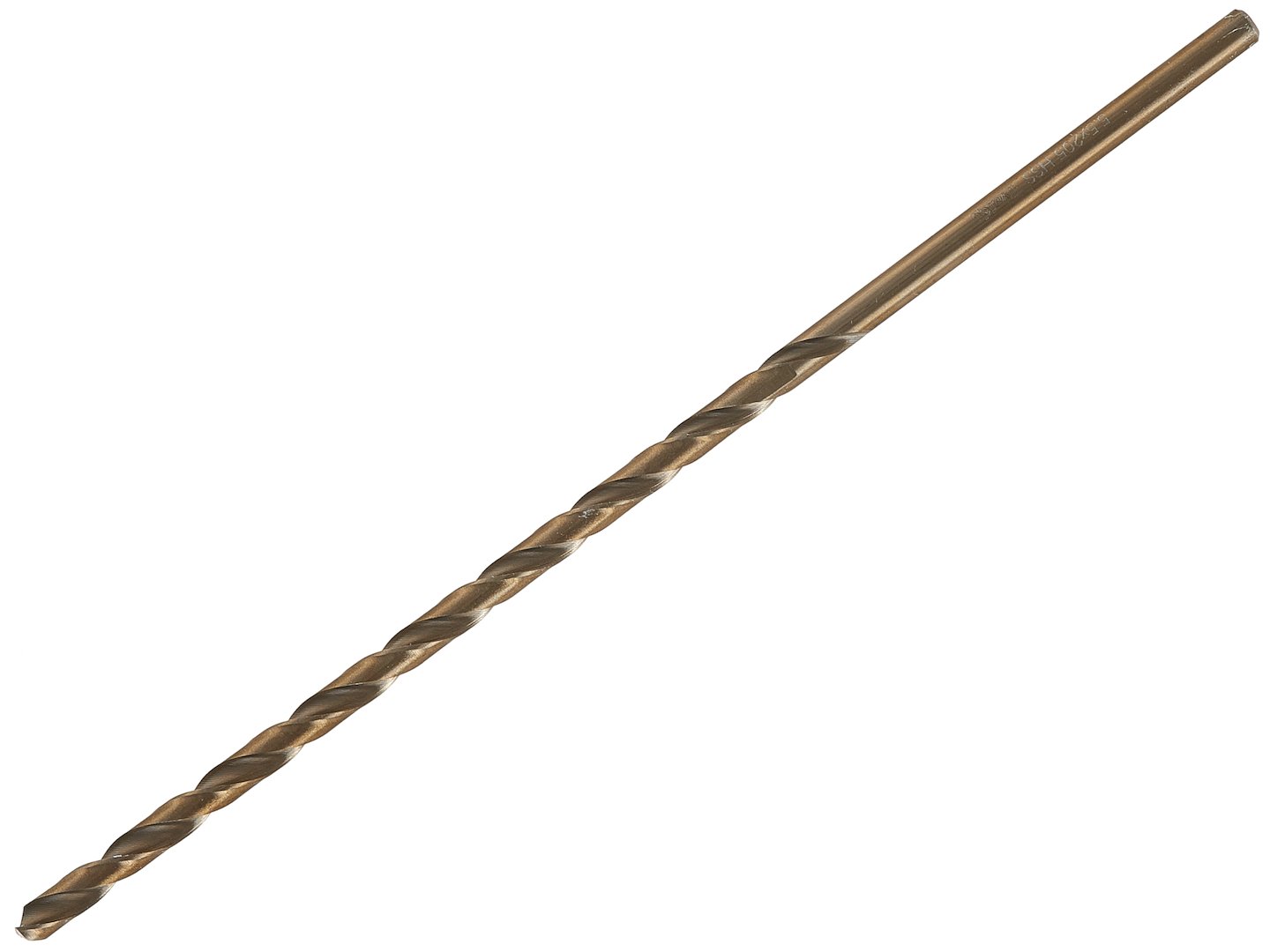 Zlaté vrtáky do kovu HSS DIN1869 5,5×205 mm – detail špičky vrtáku