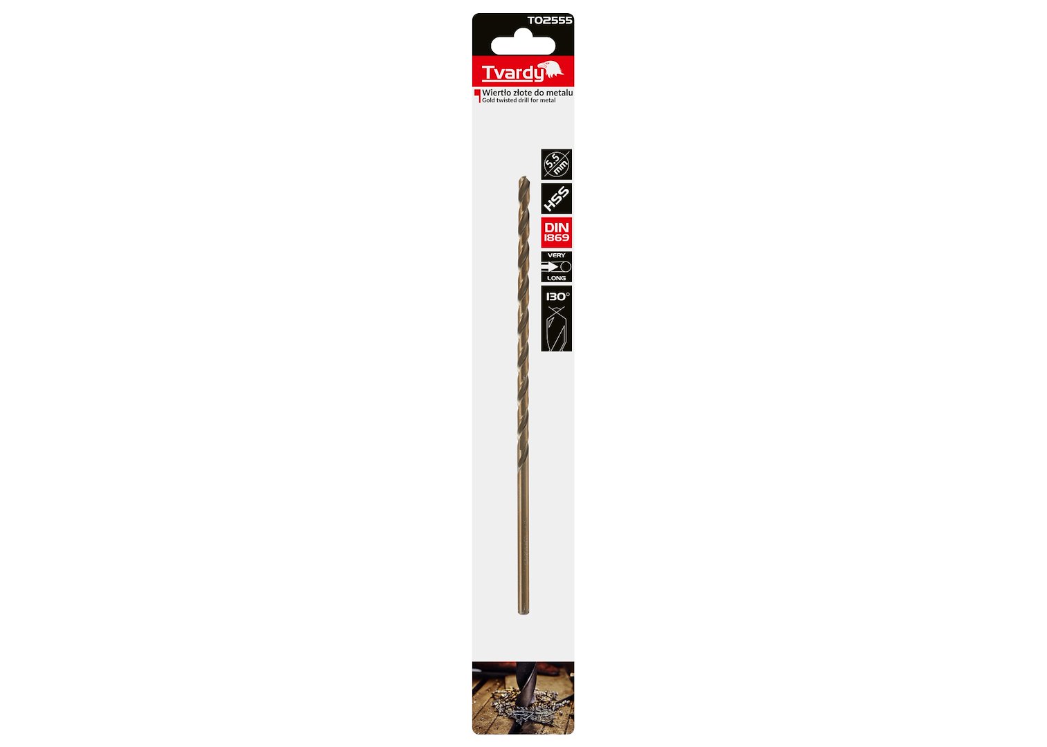 Zlaté vrtáky do kovu HSS DIN1869, průměr 5,5 mm, délka 205 mm – balení 50/100/200 kusů 4