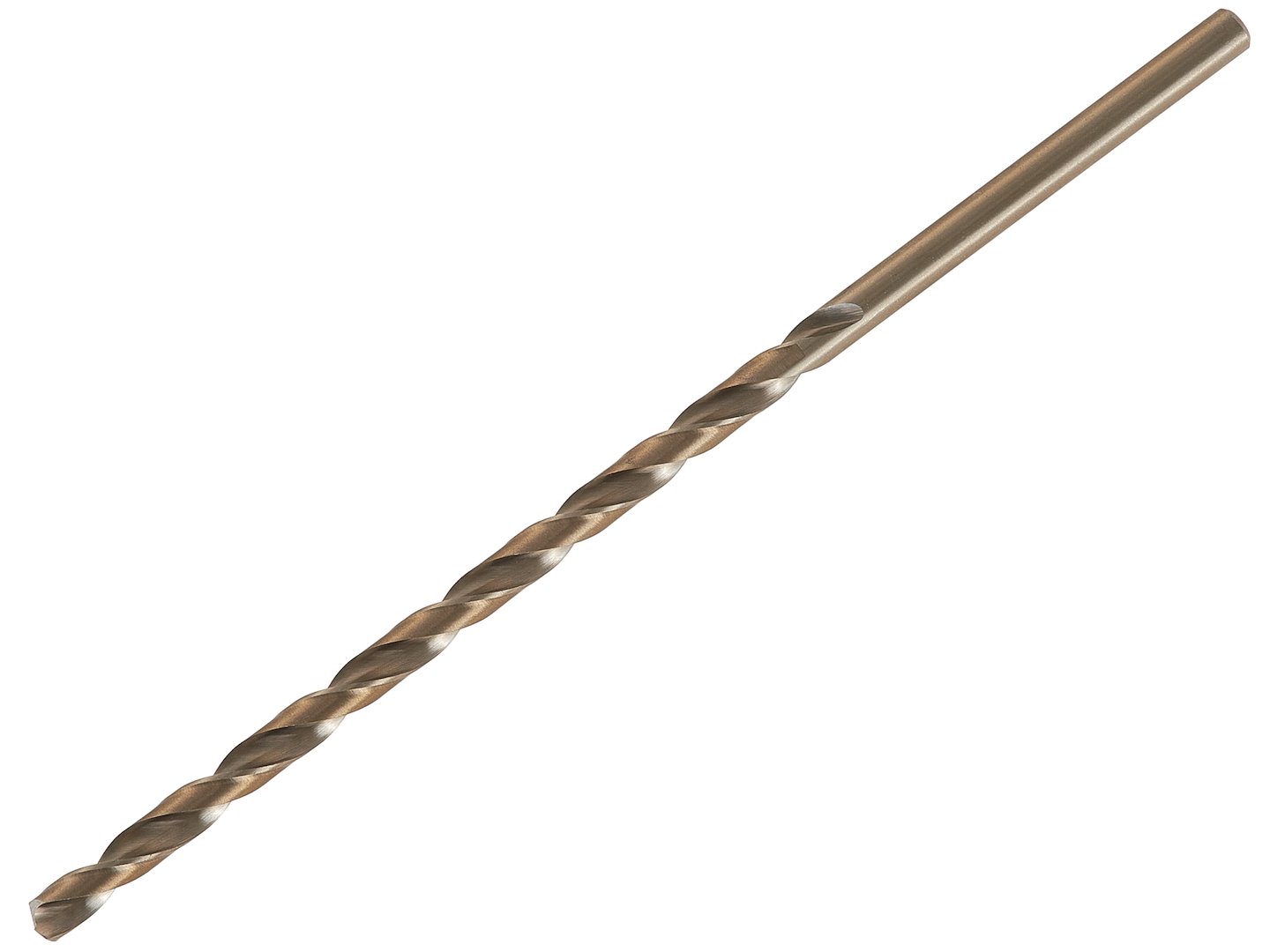 Zlatý vrták do kovu 8,0 × 240 mm HSS – detail špičky a drážky