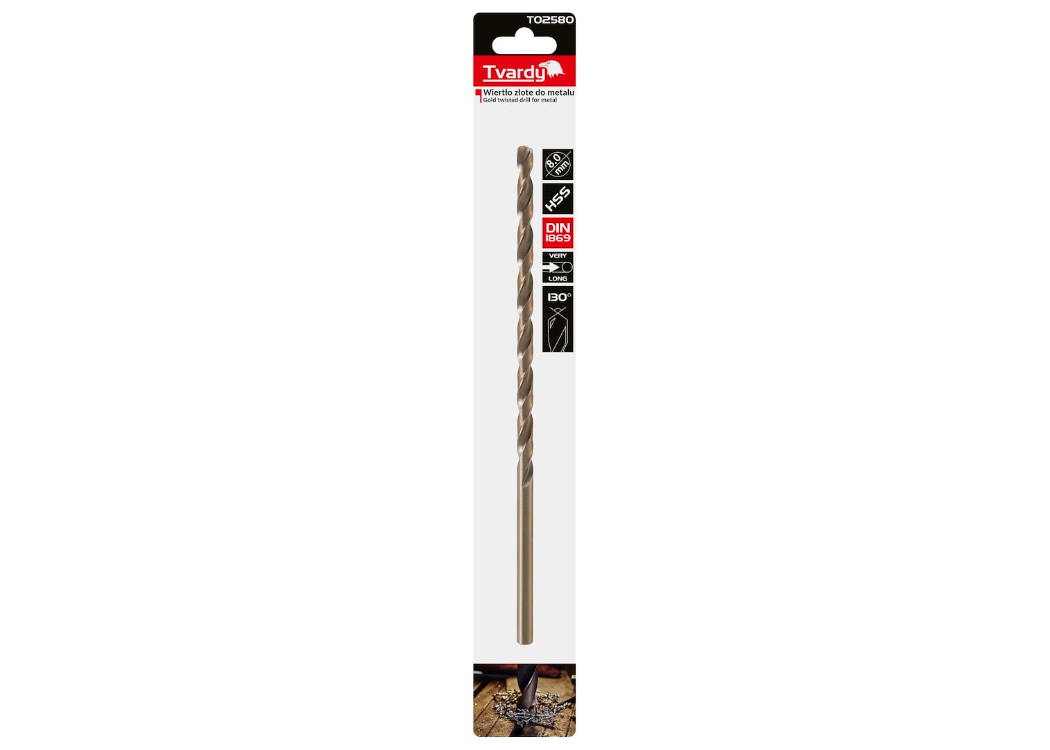 Zlatý vrták do kovu 8,0 × 240 mm HSS DIN1869 – balení 25 ks | Geko 4