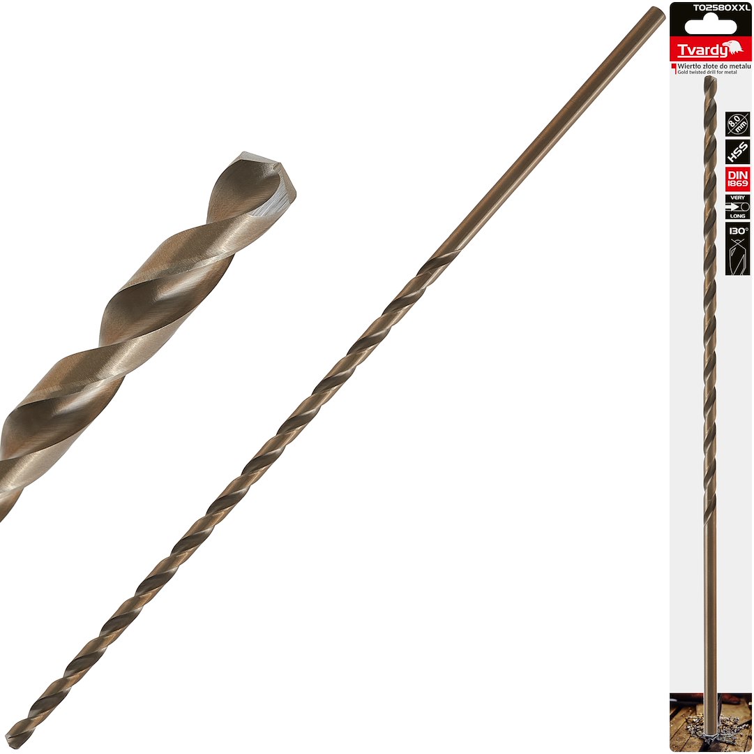 Zlatý vrták do kovu HSS DIN1869 8,0 x 390 mm – celkový pohled