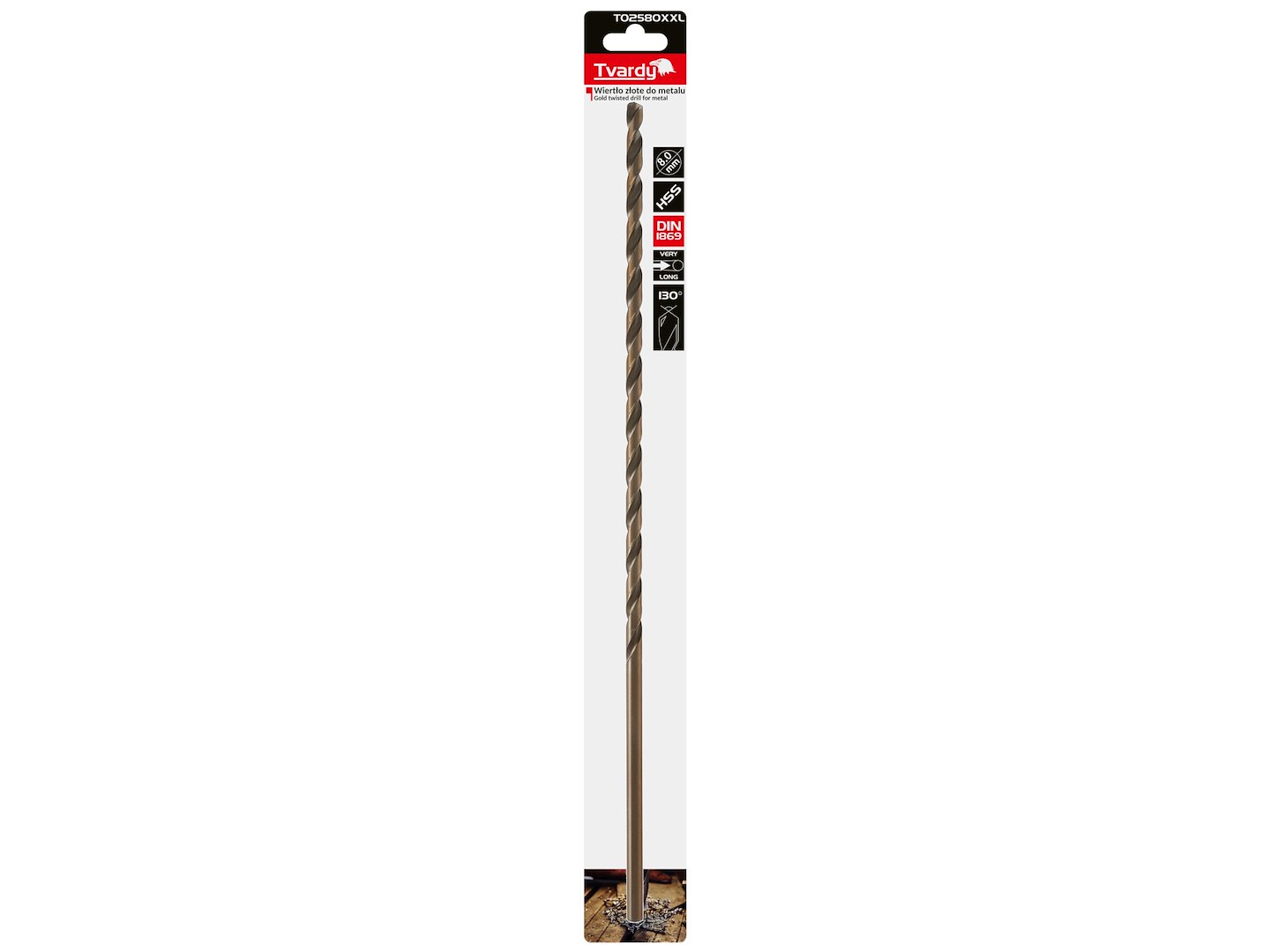 Zlatý vrták do kovu HSS DIN 1869 8,0 x 390 mm – Geko 4