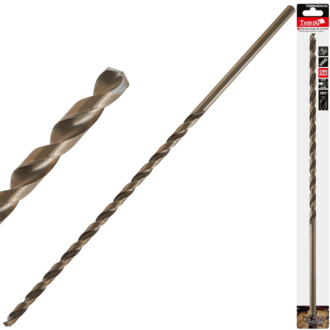 Zlatý vrták do kovu HSS DIN1869 10,0 x 430 mm – celkový pohled