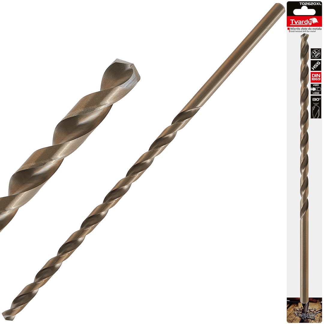 Zlat vrtáky do kovu HSS DIN1869 12,0 × 375 mm – celkový pohled