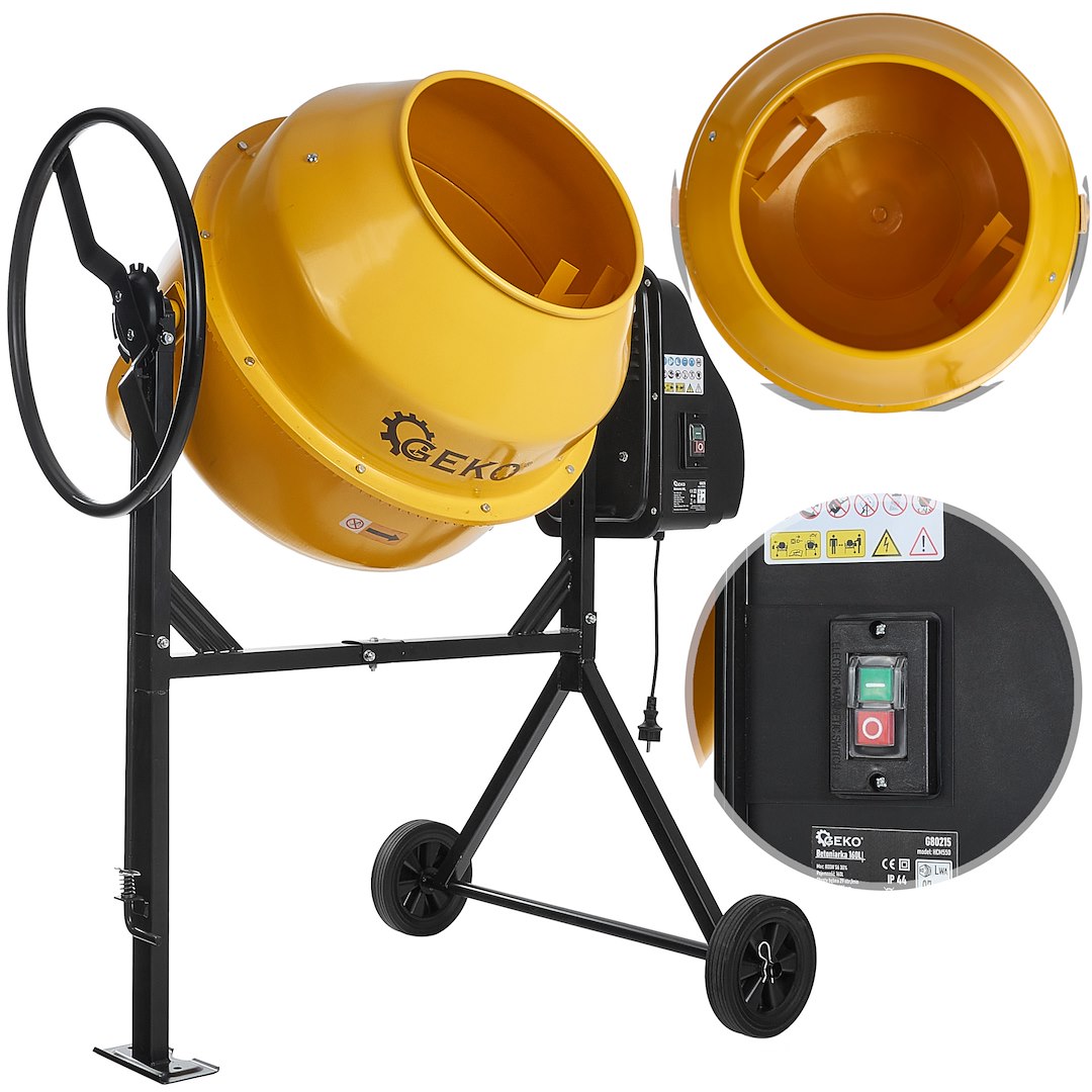 Míchačka na beton GEKO 120 l 550 W – celkový pohled