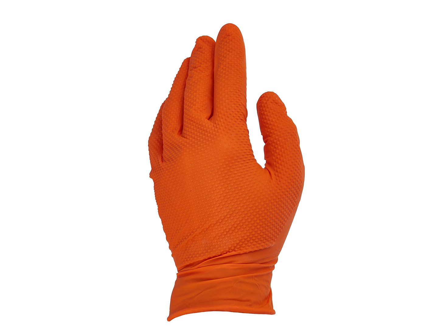 Nitrilové rukavice SOLID GRIP 50 ks velikost M oranžové – detail textury