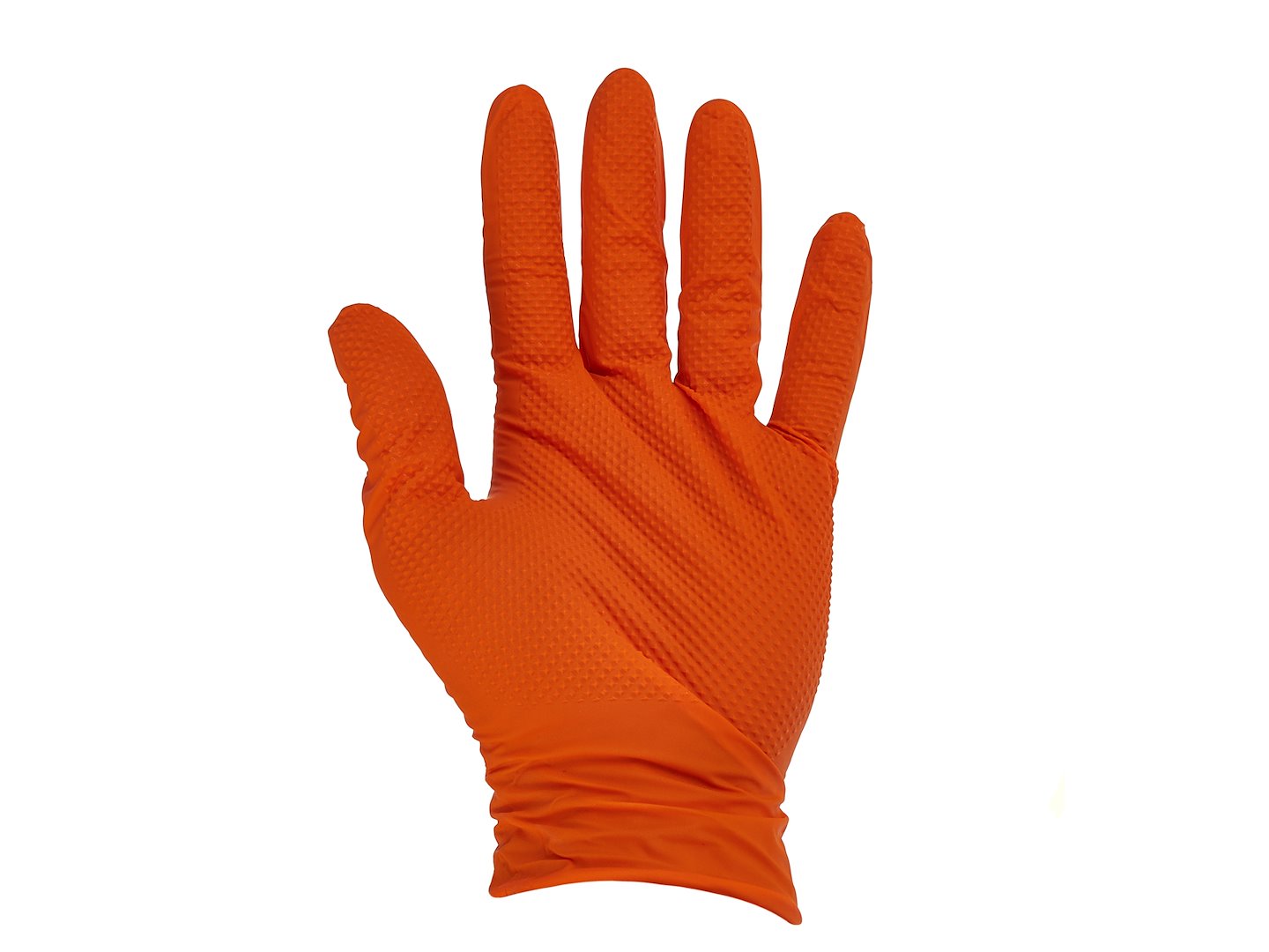 Nitrilové rukavice Geko SOLID GRIP XXL oranžové – detail navlékání a vnitřního povrchu