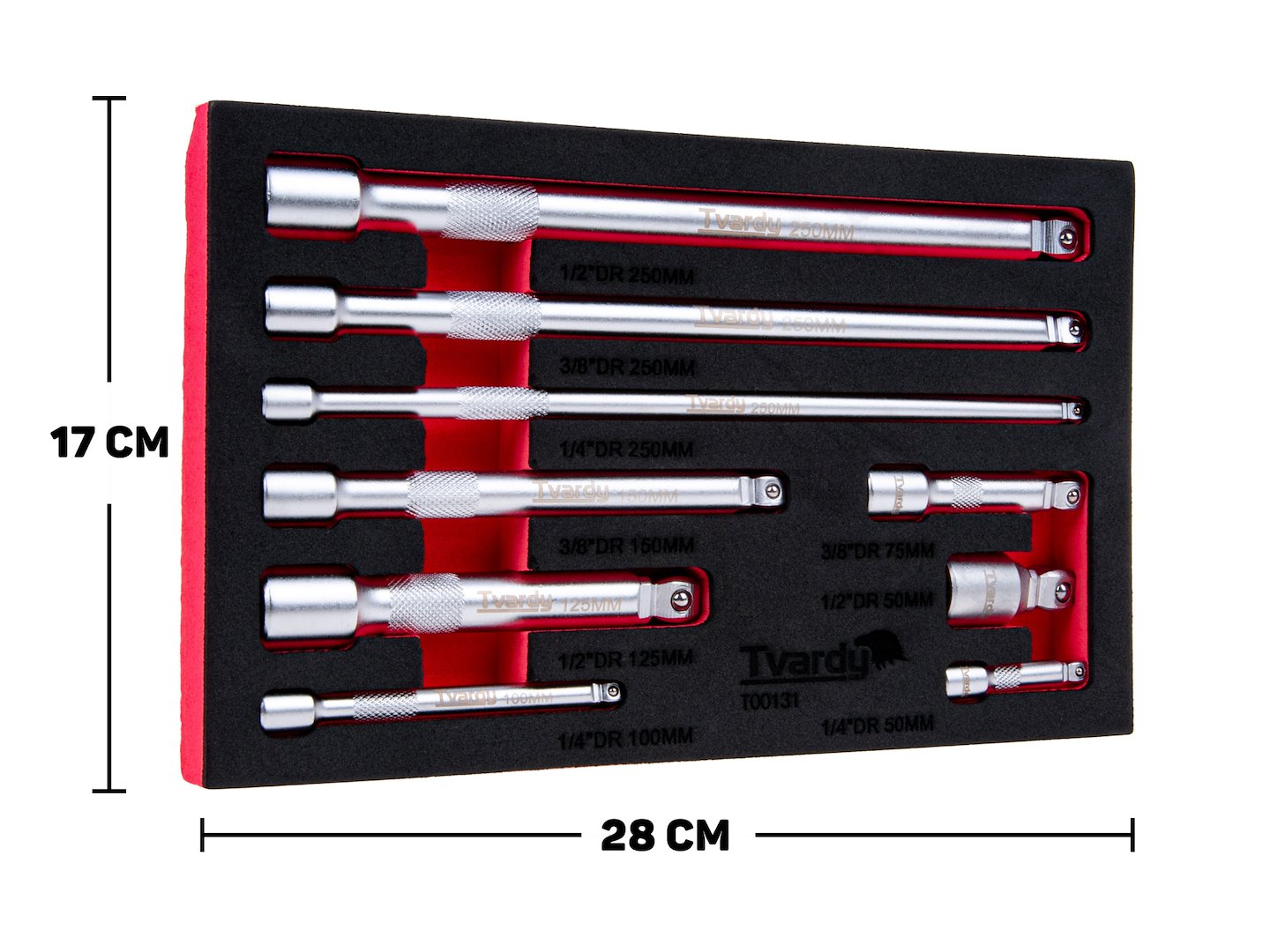 Sada prodlužovacích nástavců 1/4" 3/8" 1/2" CrV 9 ks. (12) 2