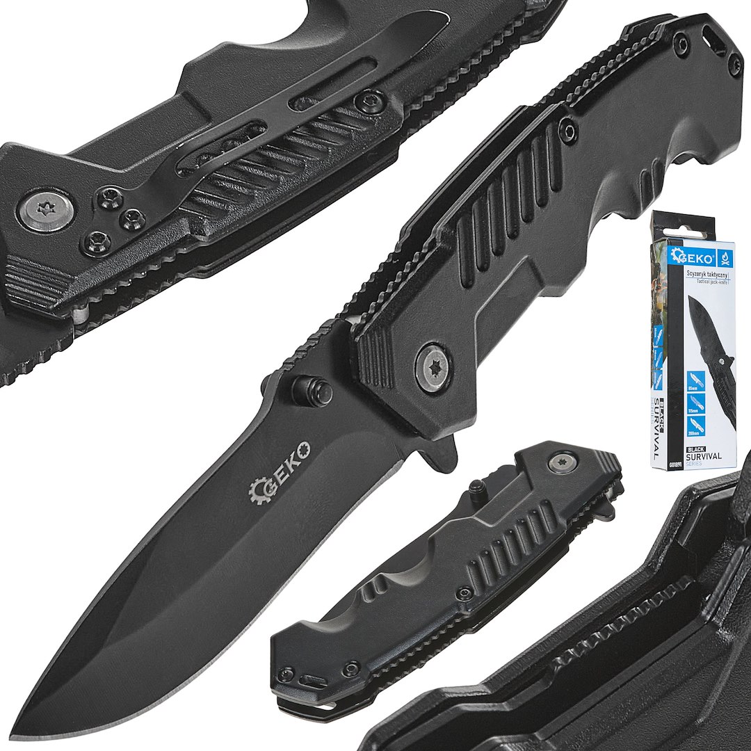 Taktický nůž 200/85 mm BLACK SURVIVAL SERIES – celkový pohled