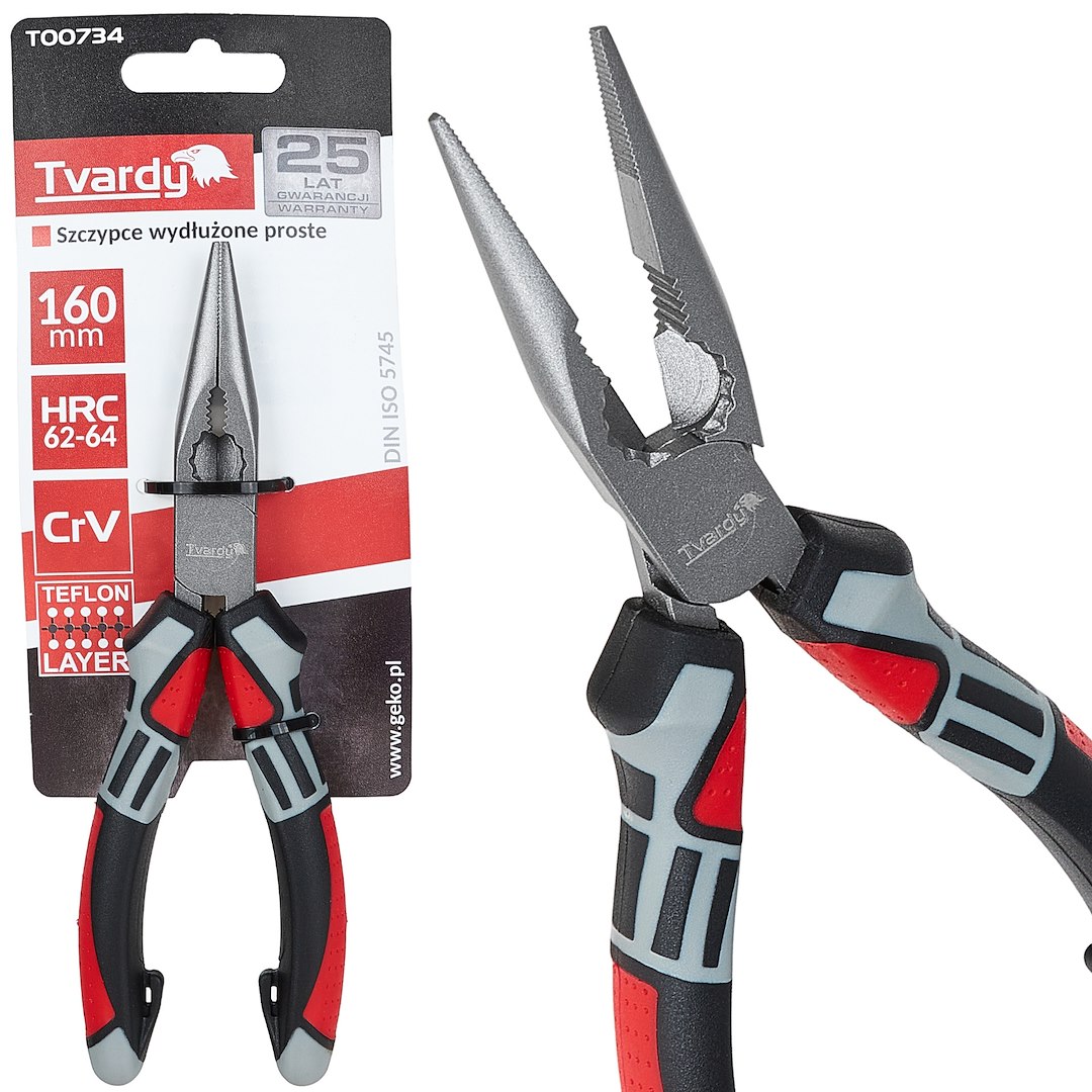 Prodloužené rovné kleště 160 mm CrV – celkový pohled