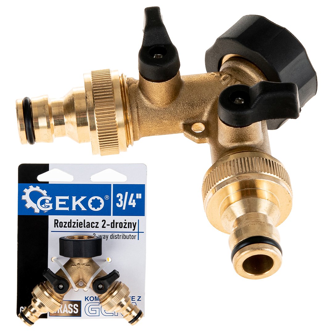 2cestný rozdělovač Geko GW3/4 x 2 GZ3/4 – celkový pohled na produkt
