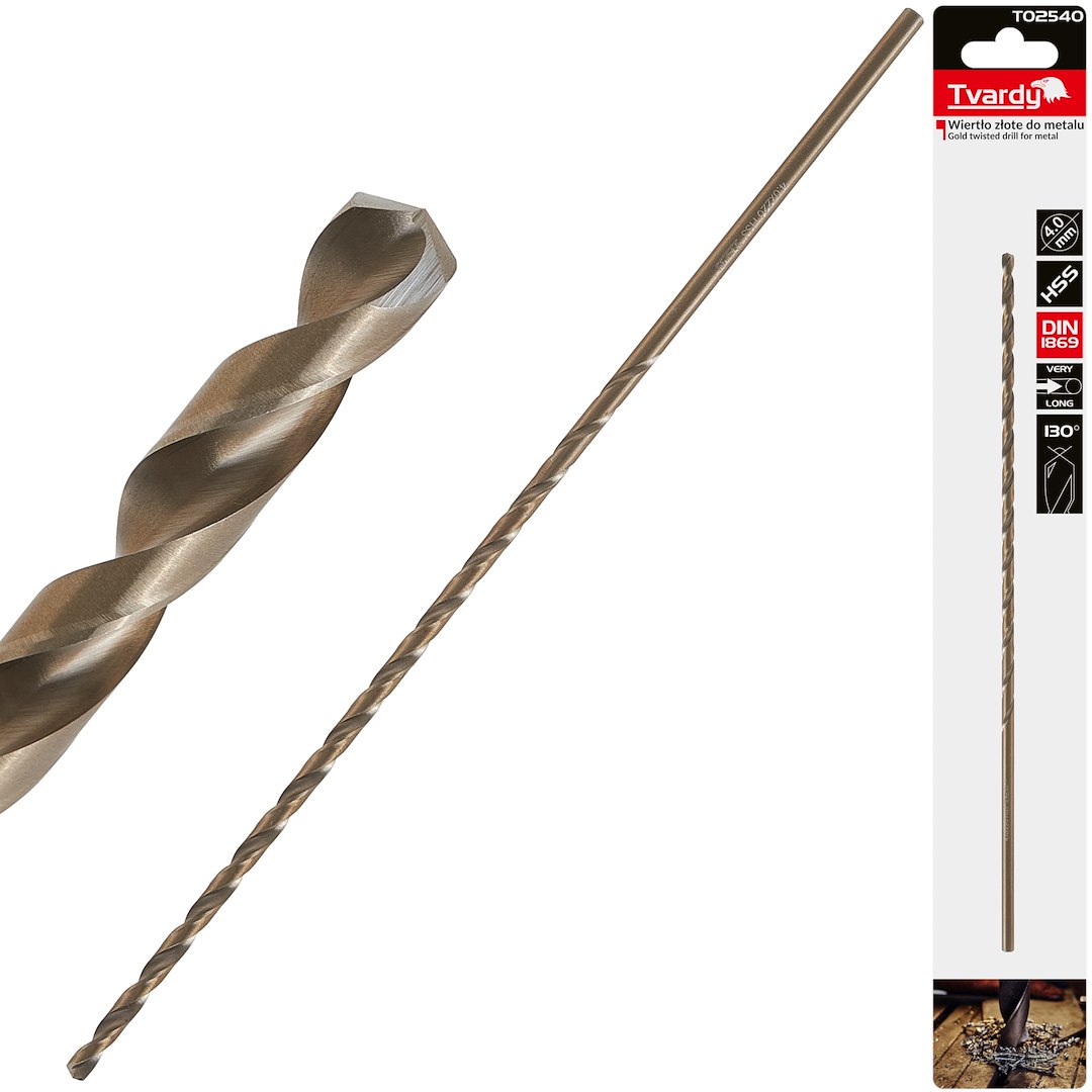 Zlaté vrtáky do kovu HSS DIN1869 4,0 x 220 mm – pohled na balení