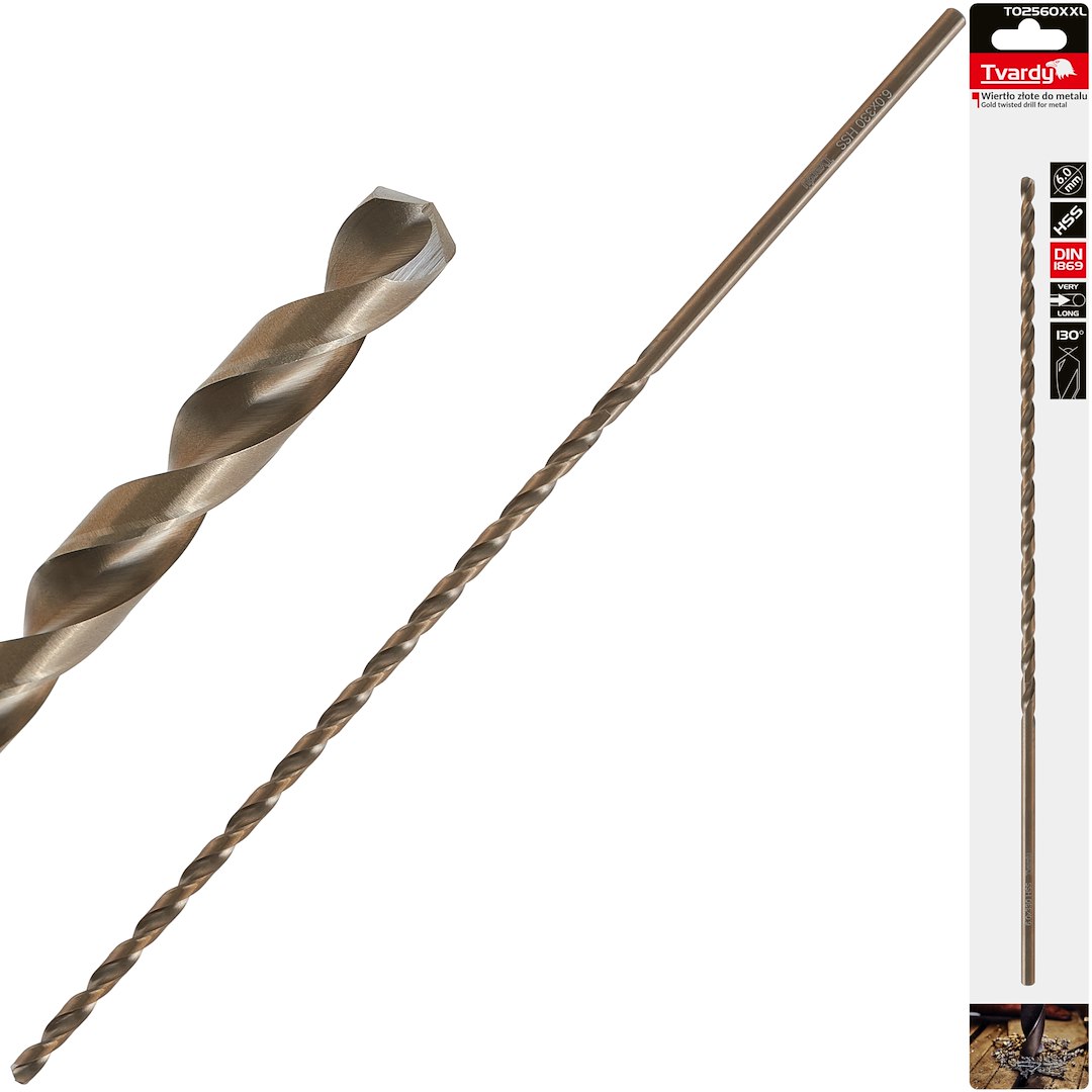 Zlatý vrták do kovu HSS DIN1869 6,0x330 mm – celkový pohled