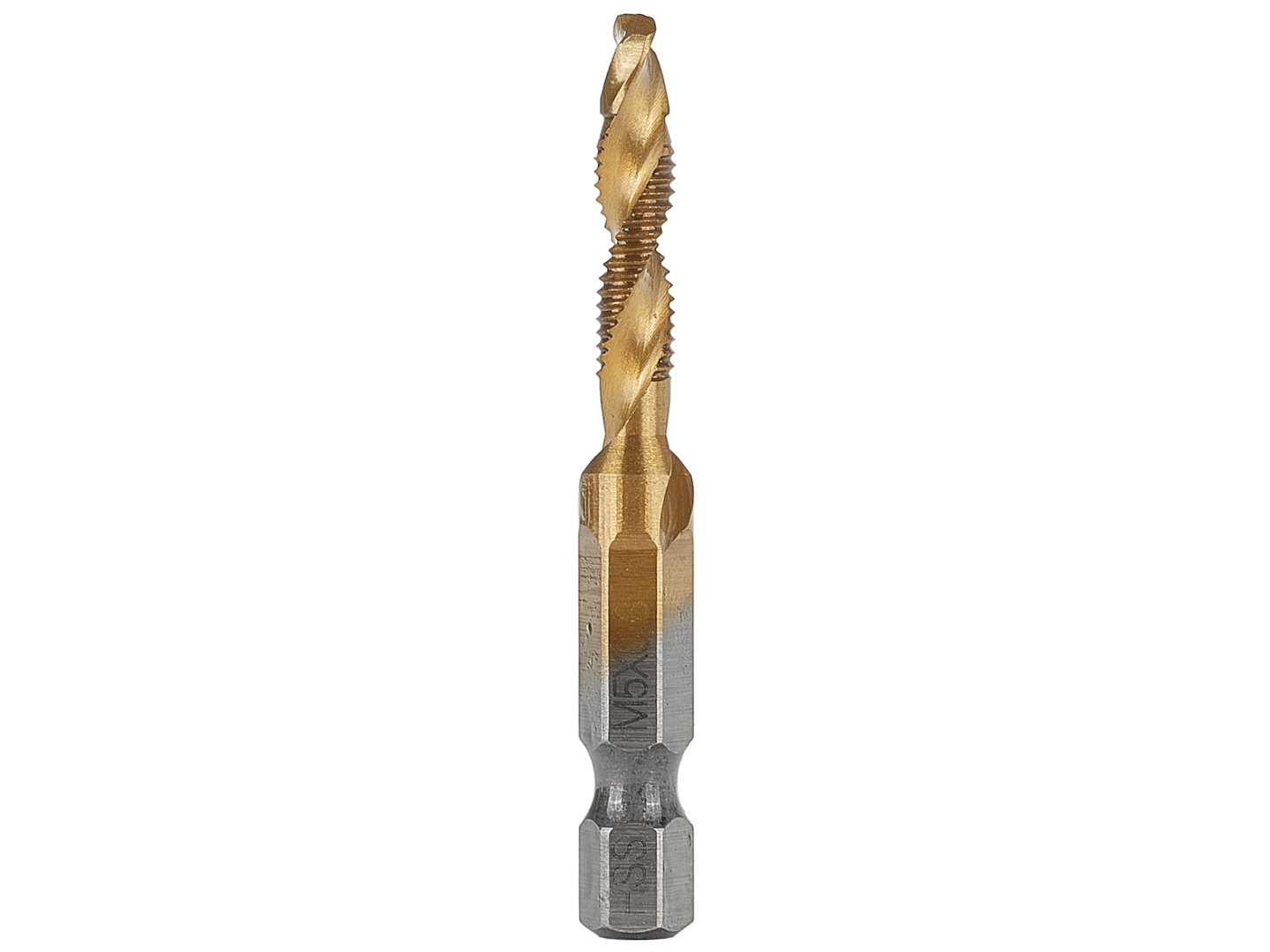 Závitník HSS M5 x 0,8 mm HEX – detail řezné části