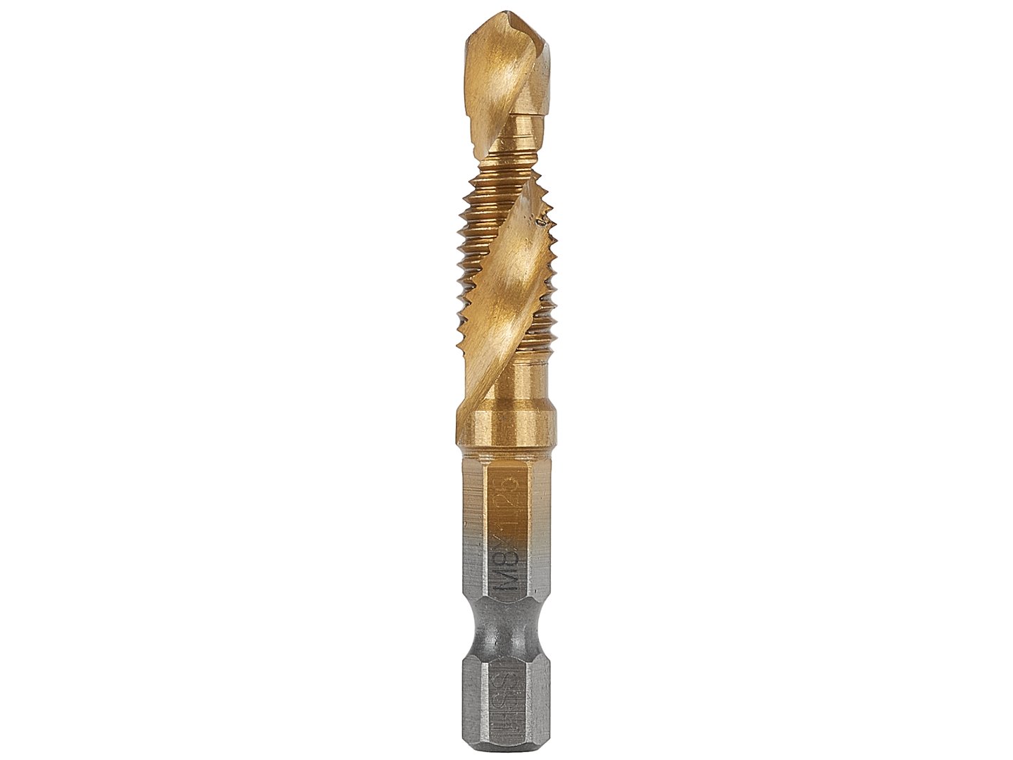Závitník HSS M8 x 1,25 mm HEX – detail šestihranného hrdla
