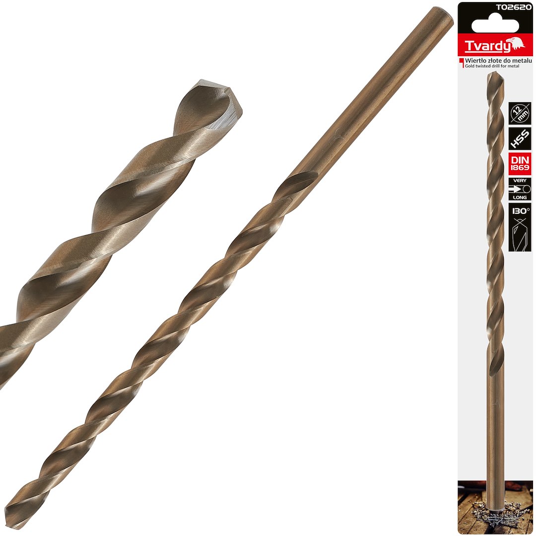 Zlatý vrták do kovu HSS DIN1869 12,0x295 mm Geko – celkový pohled