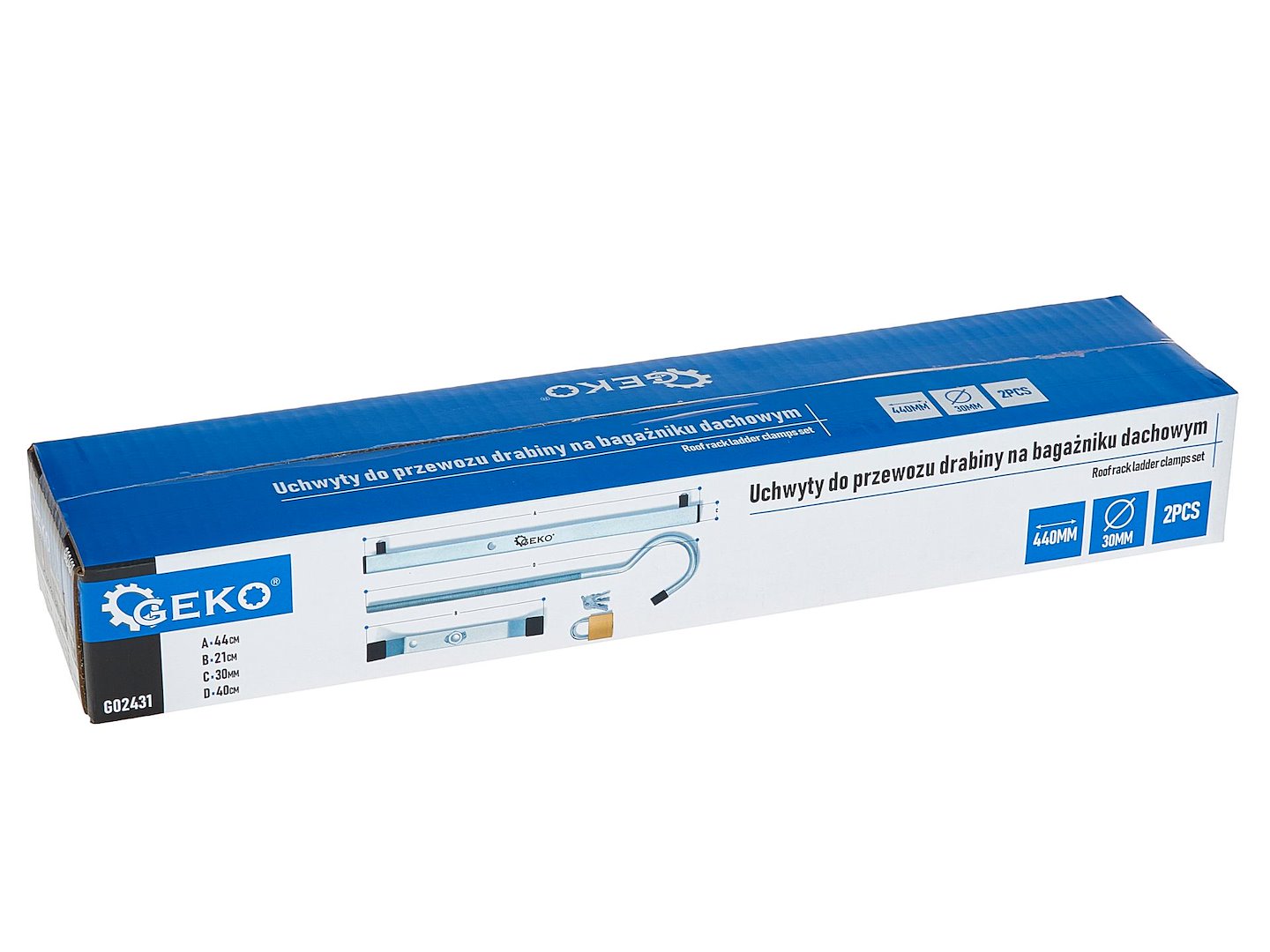 Držáky pro přepravu žebříku Geko G02431 – detail háku a uzávěru