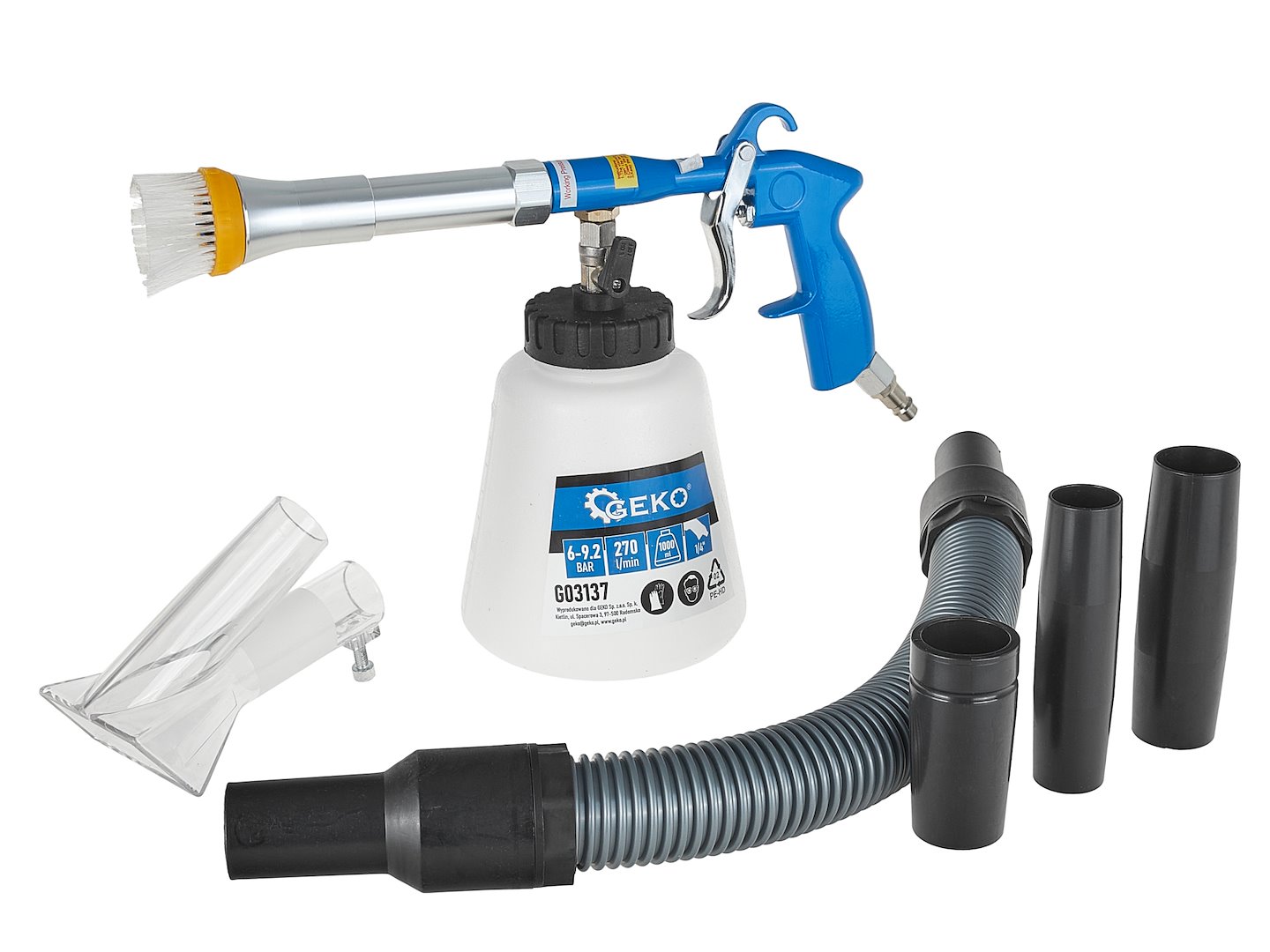 Pistole na čištění čalounění Geko G03137 – detail adaptérů