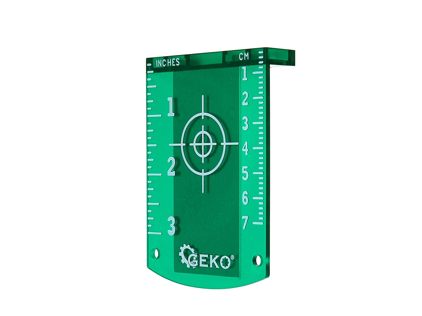 Záměrný terč s magnetem pro laser zelený Geko G03312 – stupnice cm a palce