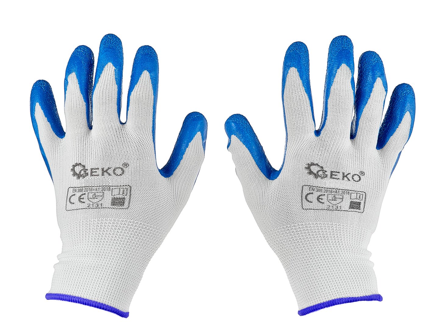 Ochranné rukavice Geko polyester latexový potah velikost 11 – detail zpracování