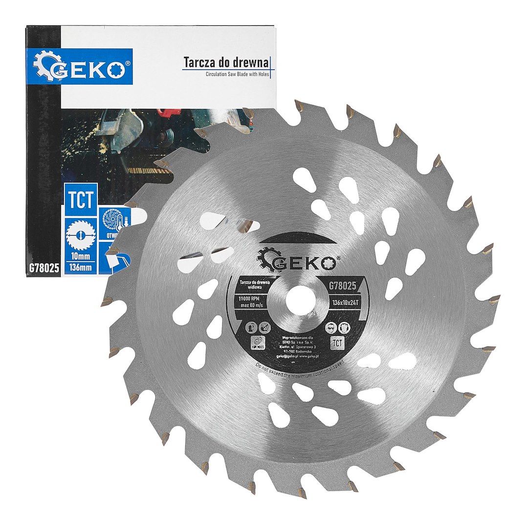 Pilový kotouč Geko 136 mm x 10 mm x 24T – pohled zepředu