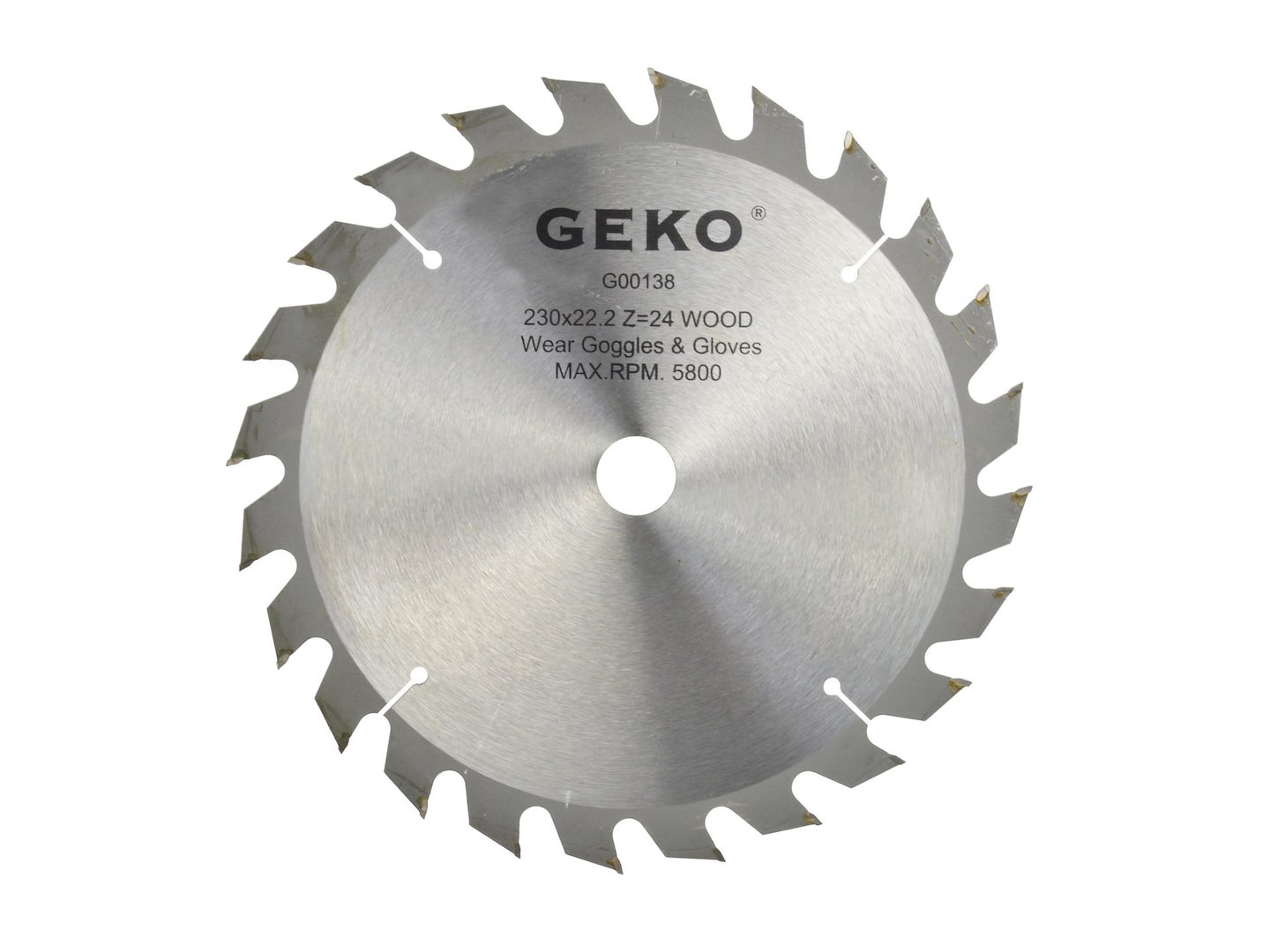 Kotouč na dřevo 230x22x24T Geko – celkový pohled na pilový kotouč