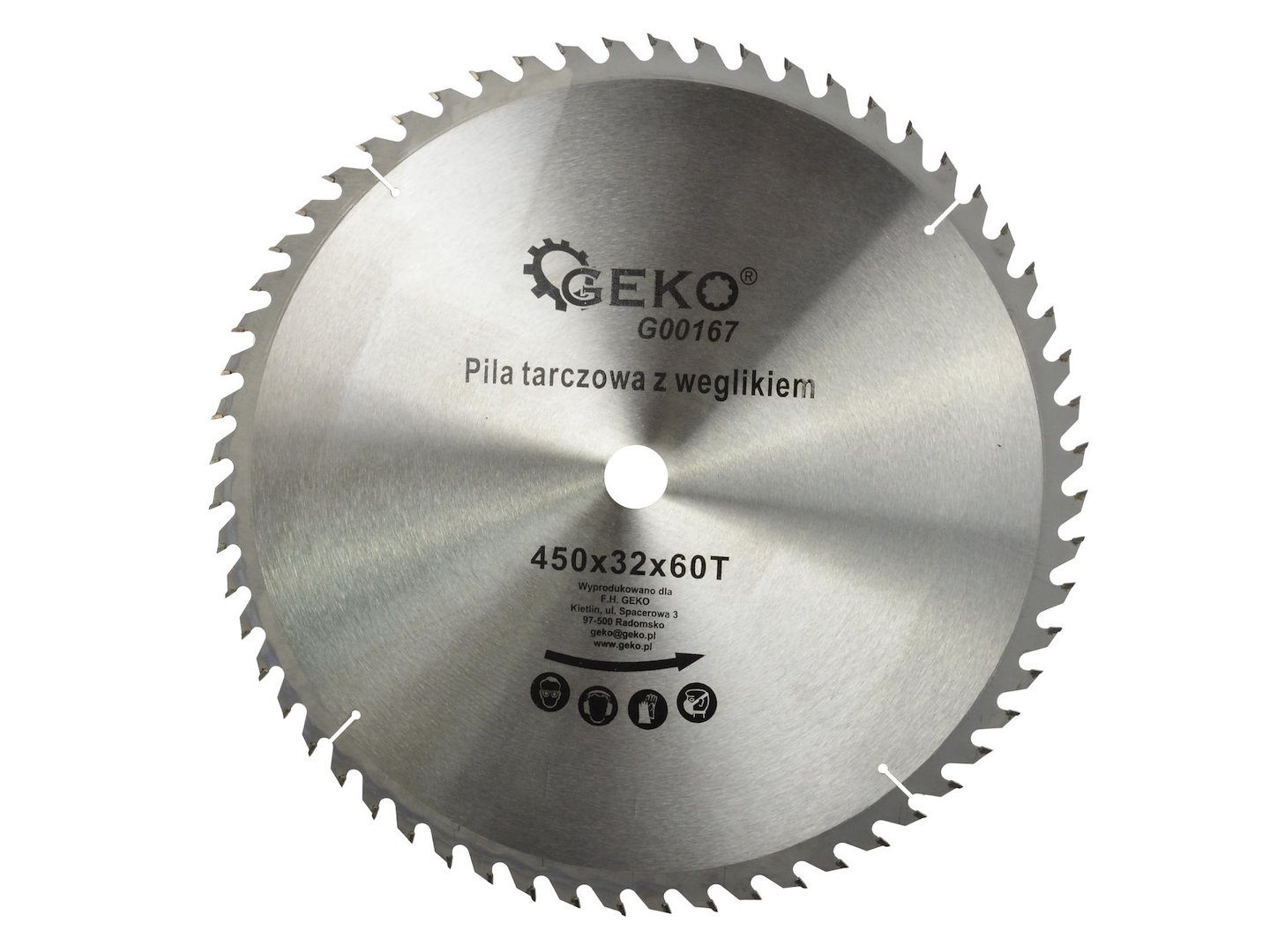 Kotouč na dřevo Geko 450x32x60T – pohled na celý kotouč s zuby